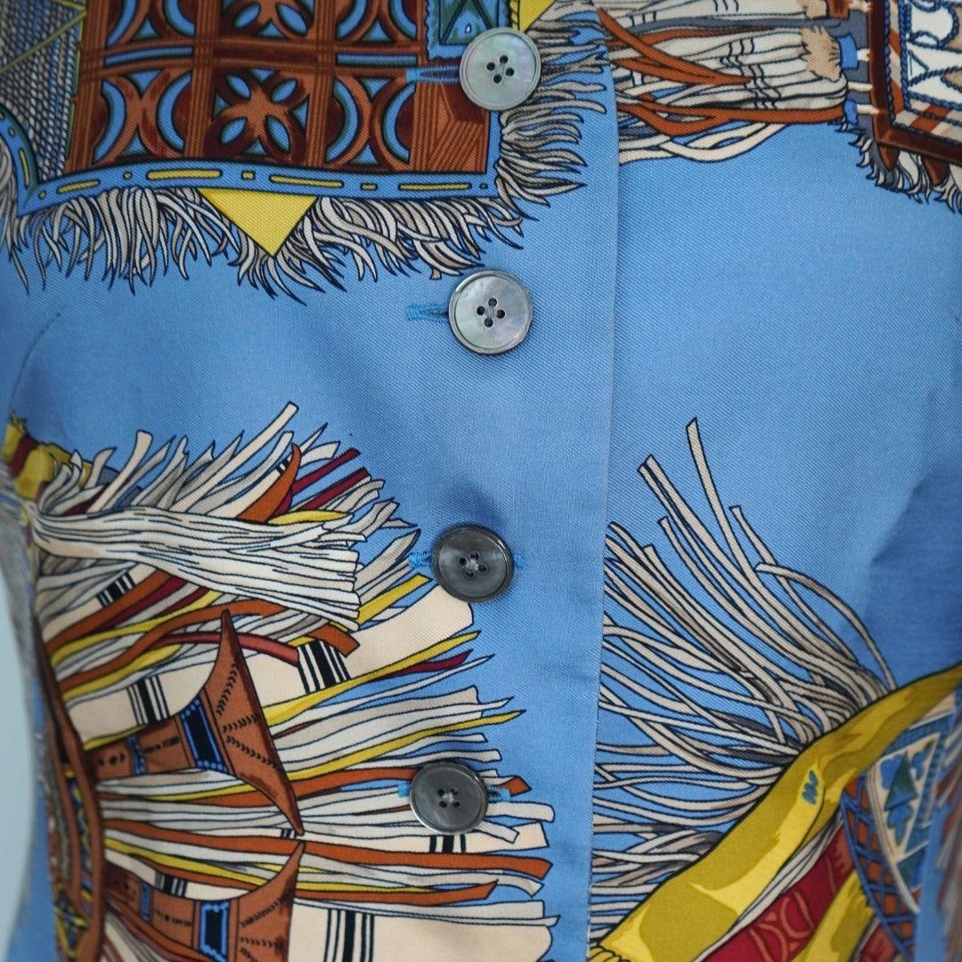 Hermès Blue Silk Buttoned Vest - 3