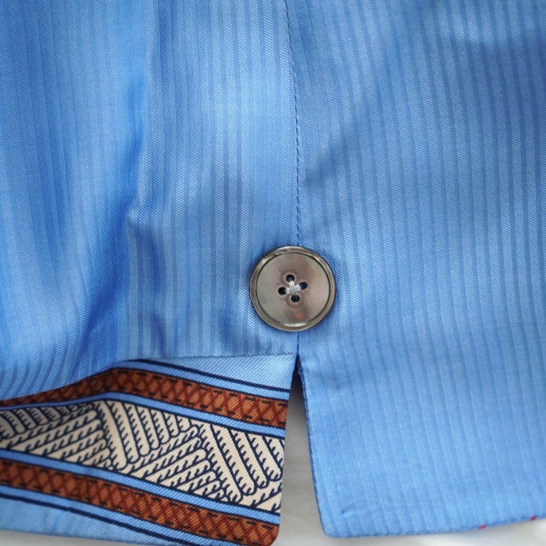 Hermès Blue Silk Buttoned Vest - 6