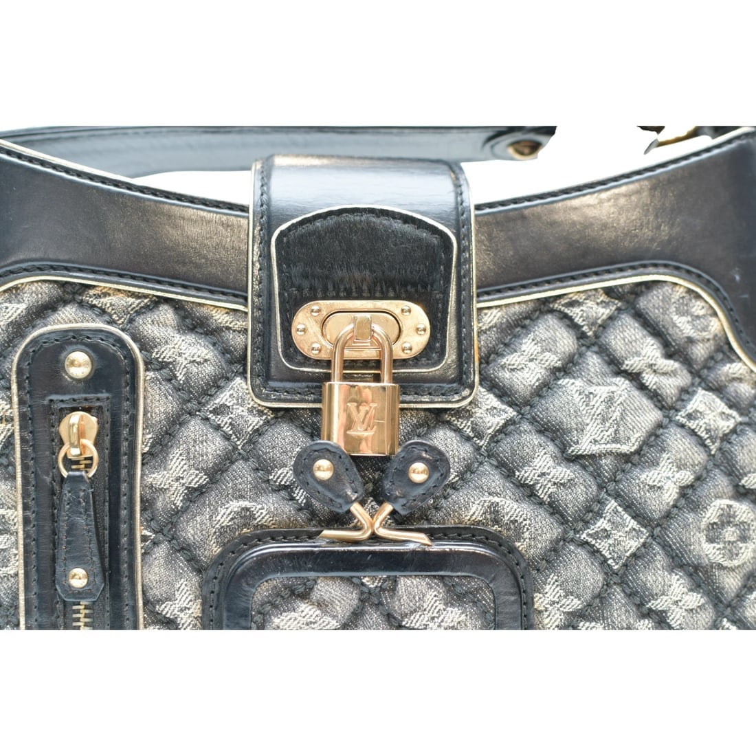 Louis Vuitton Limited Edition Black Quilted Monogram Gray Denim Musette Bag - 13