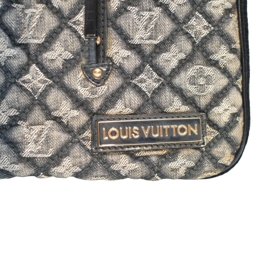 Louis Vuitton Limited Edition Black Quilted Monogram Gray Denim Musette Bag - 14