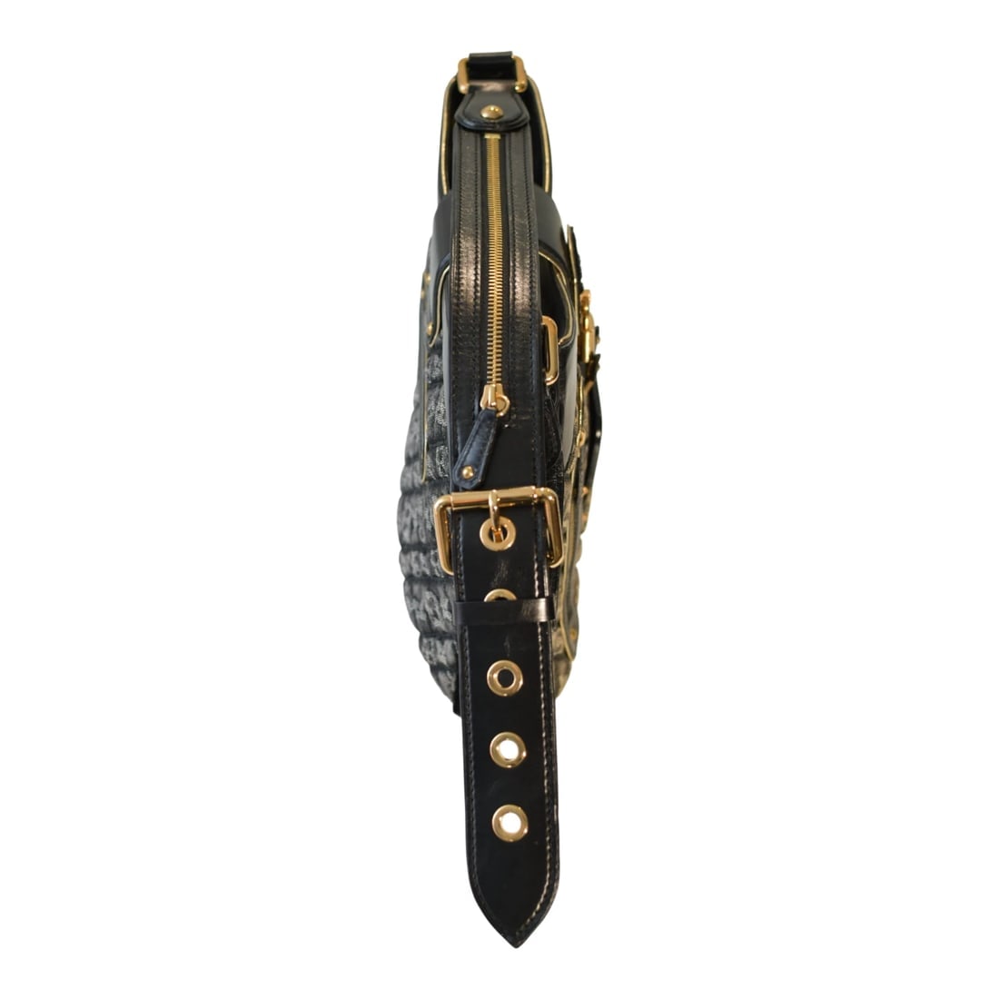 Louis Vuitton Limited Edition Black Quilted Monogram Gray Denim Musette Bag - 15