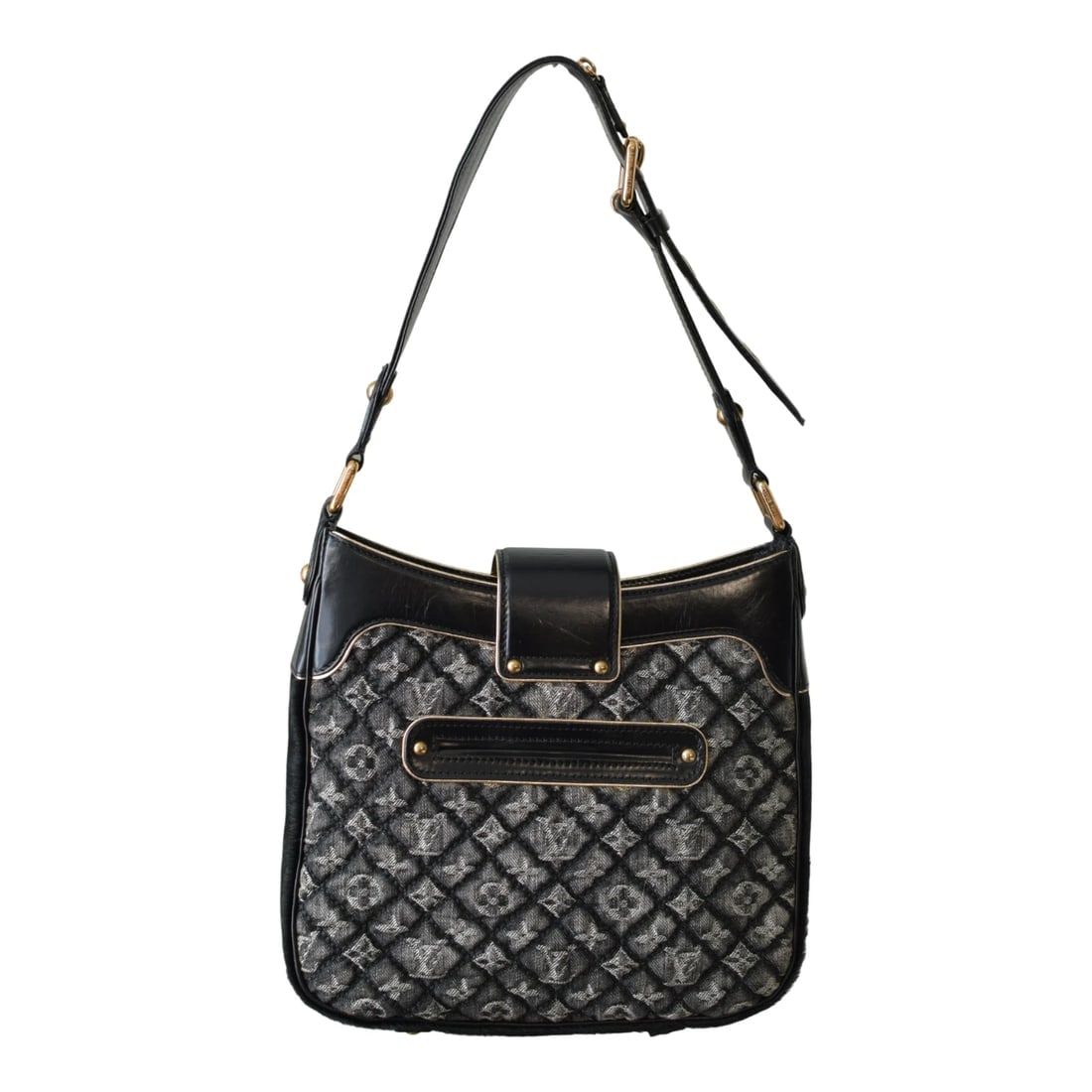 Louis Vuitton Limited Edition Black Quilted Monogram Gray Denim Musette Bag - 2