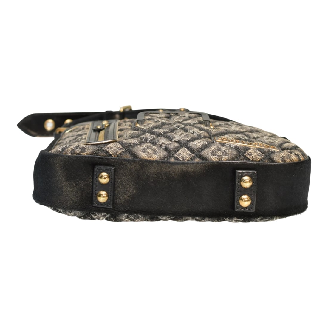 Louis Vuitton Limited Edition Black Quilted Monogram Gray Denim Musette Bag - 6