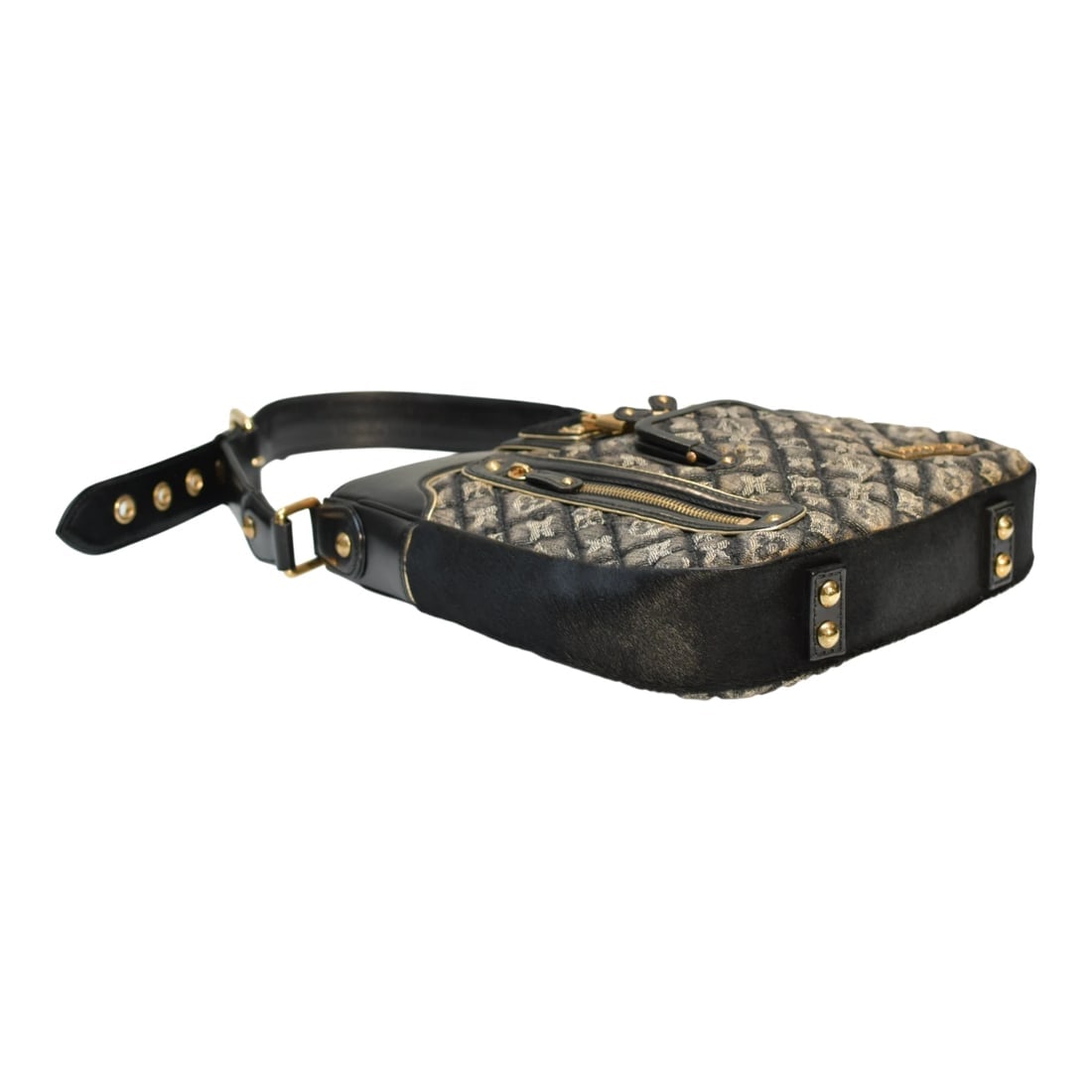 Louis Vuitton Limited Edition Black Quilted Monogram Gray Denim Musette Bag - 7