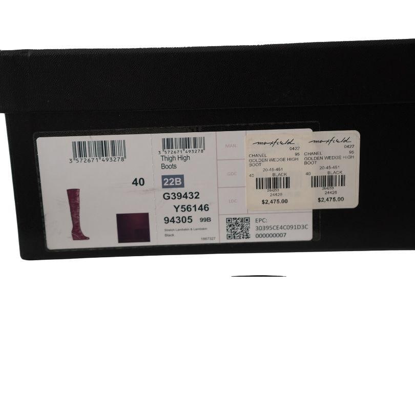 Chanel Black Leather CC Over The Knee Wedge Boots SZ 40 - 11