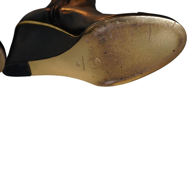 Chanel Black Leather CC Over The Knee Wedge Boots SZ 40 - 4