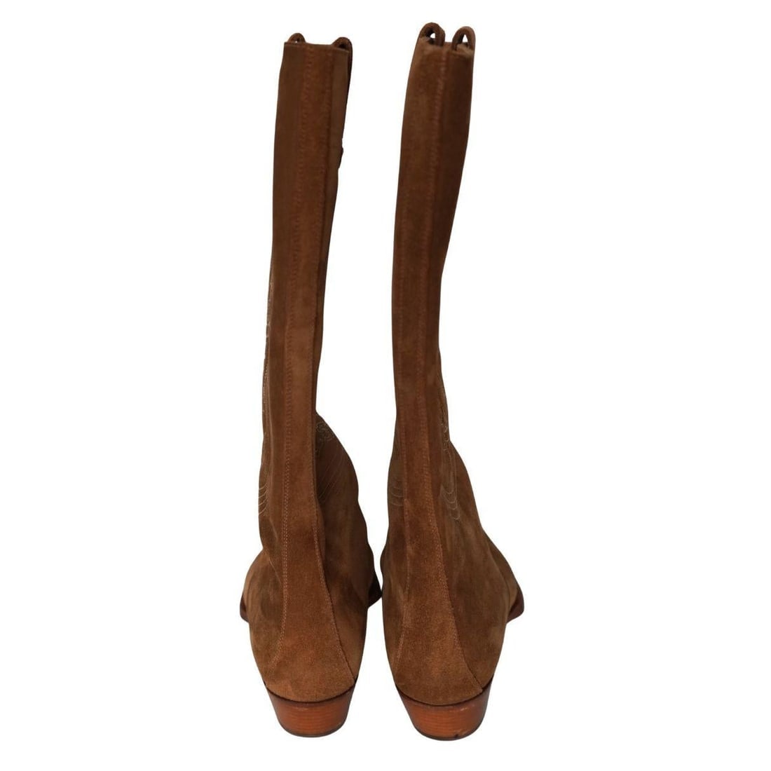 Hermès Brown Suede Calfskin Folk 35 Embroidered Cowboy Boots sz 38 - 13