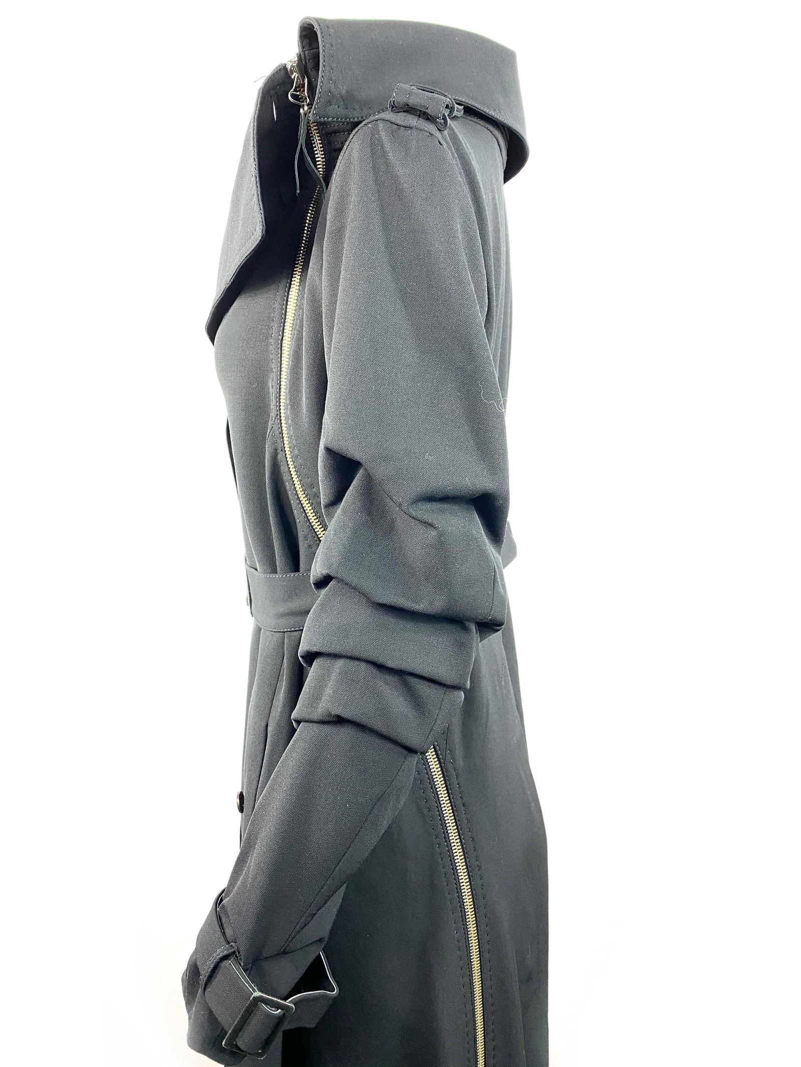 Gianfranco Ferre Black Wool Long Coat Jacket w/ Belt Size 44 - 11