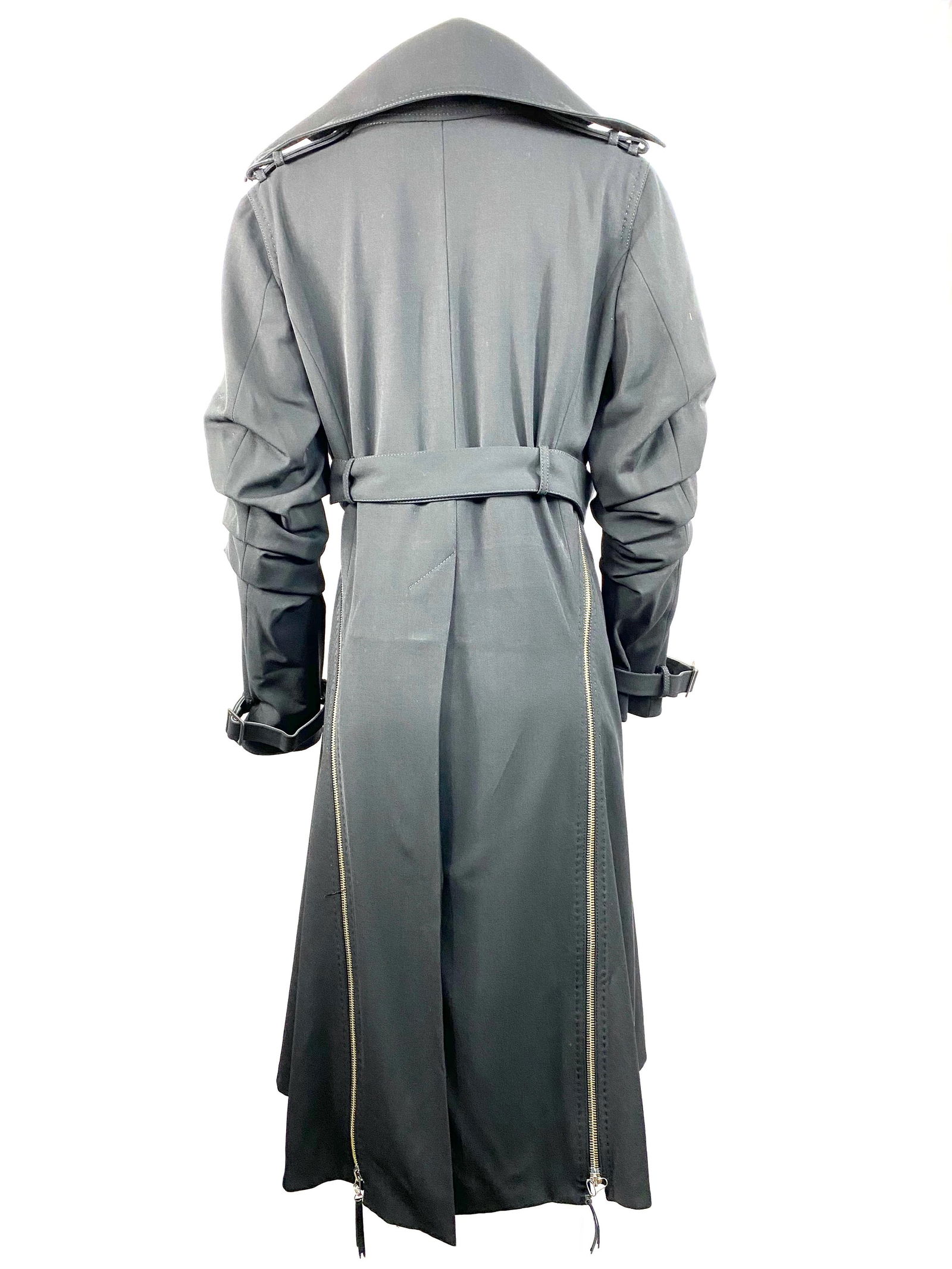 Gianfranco Ferre Black Wool Long Coat Jacket w/ Belt Size 44 - 13