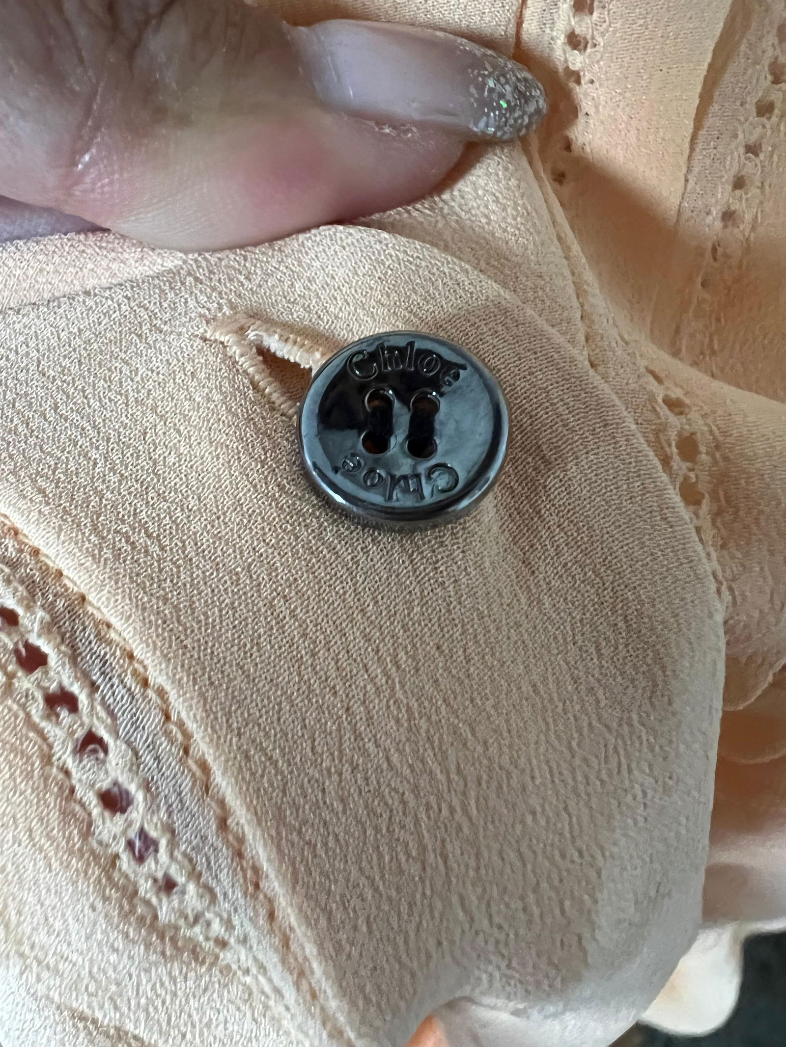 Chloe Peach Silk Pleated Maxi Dress, Size 36 - 17