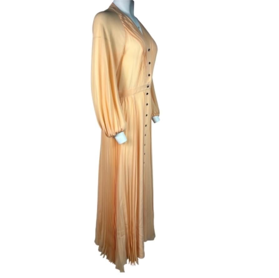 Chloe Peach Silk Pleated Maxi Dress, Size 36 - 18