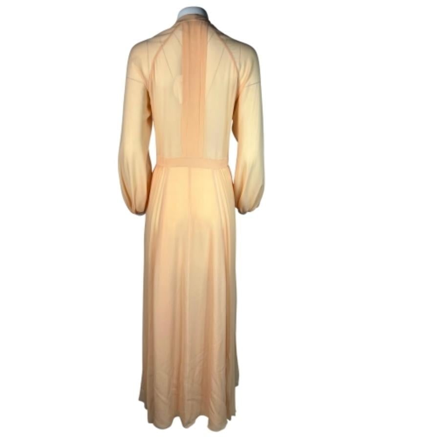 Chloe Peach Silk Pleated Maxi Dress, Size 36 - 5