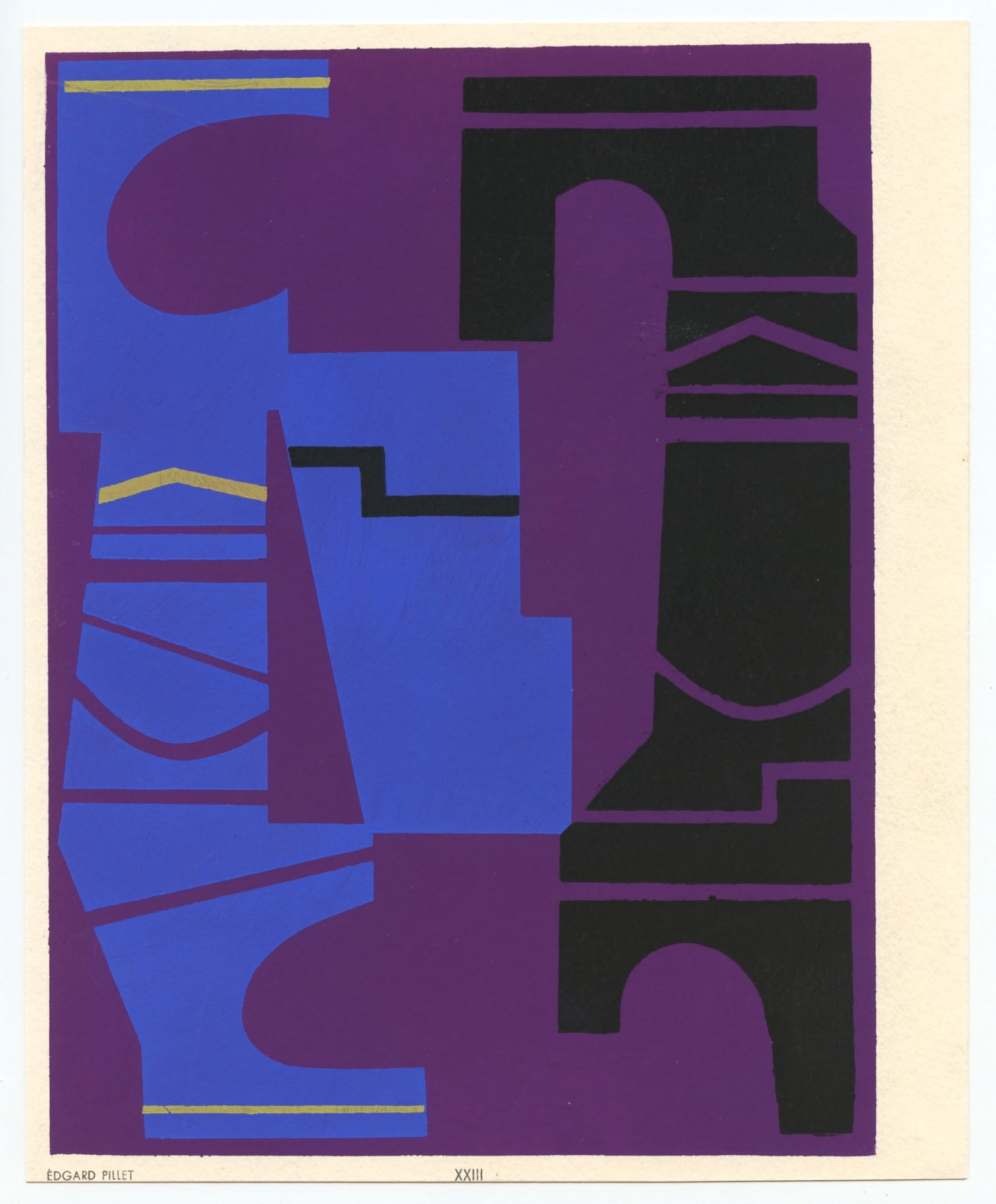 Edgard Pillet pochoir | Temoignages pour l'art abstrait: Title: Edgard Pillet pochoir | Temoignages pour l'art abstrait Description: Medium: pochoir. Printed in 1952 for the Temoignages pour l'art abstrait portfolio (Witnesses for Abstract Art) and