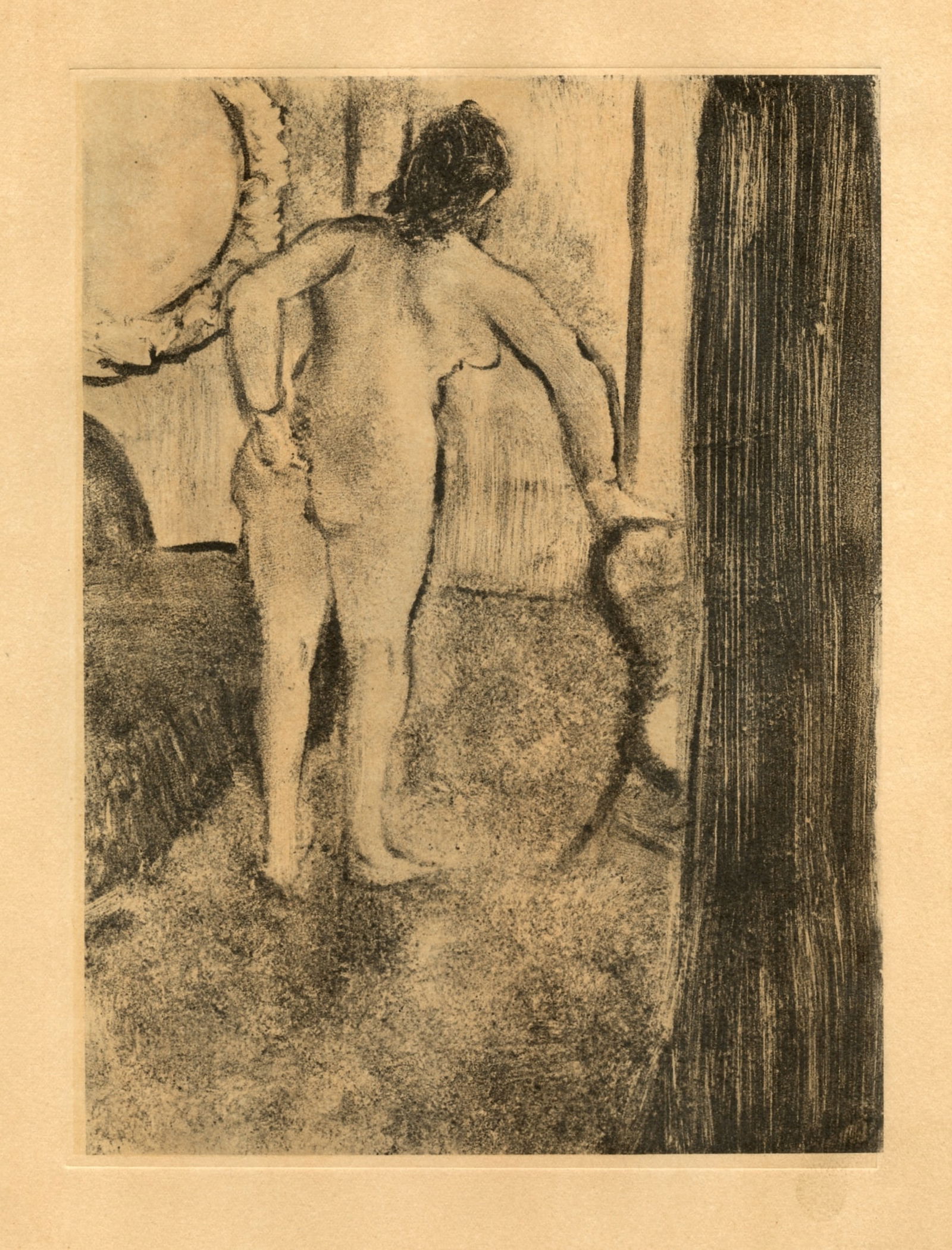 Edgar Degas monotype "Nu debout": Title: Edgar Degas monotype "Nu debout" Description: Medium: engraving. This recreation (after the original monotype) was printed in a limited edition of 1000 and published in Paris in 1948 by Quatre