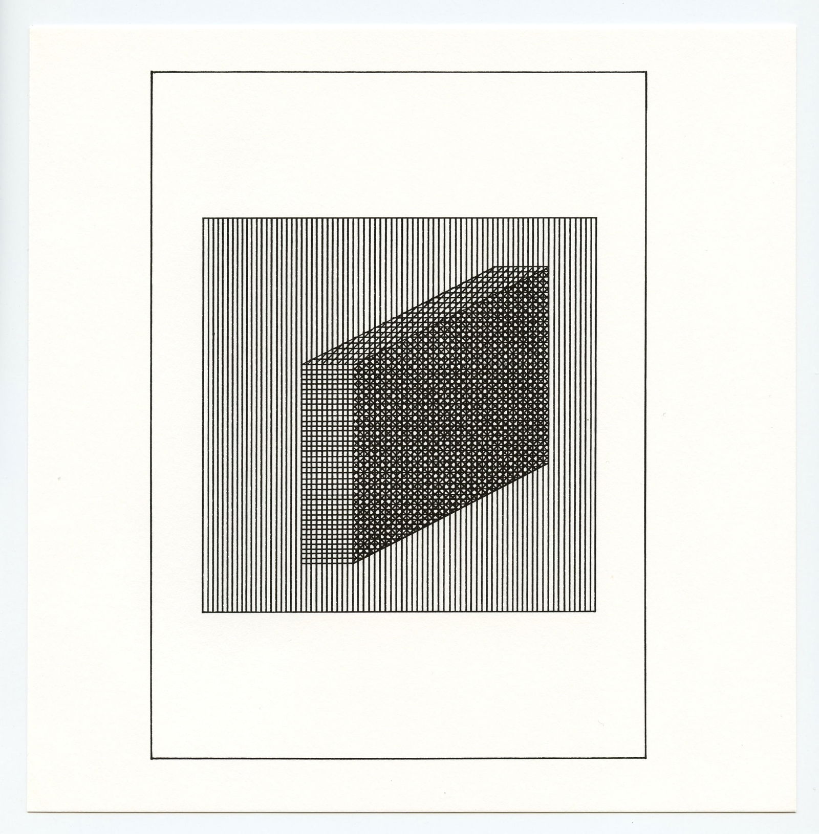 Sol LeWitt silkscreen, edition of 1500: Title: Sol LeWitt silkscreen, edition of 1500 Description: Medium: silkscreen. Printed in 1984 for "Ficciones" and published by The Limited Editions Club in an edition of 1500. Size: 8 x 7 3/4 inches