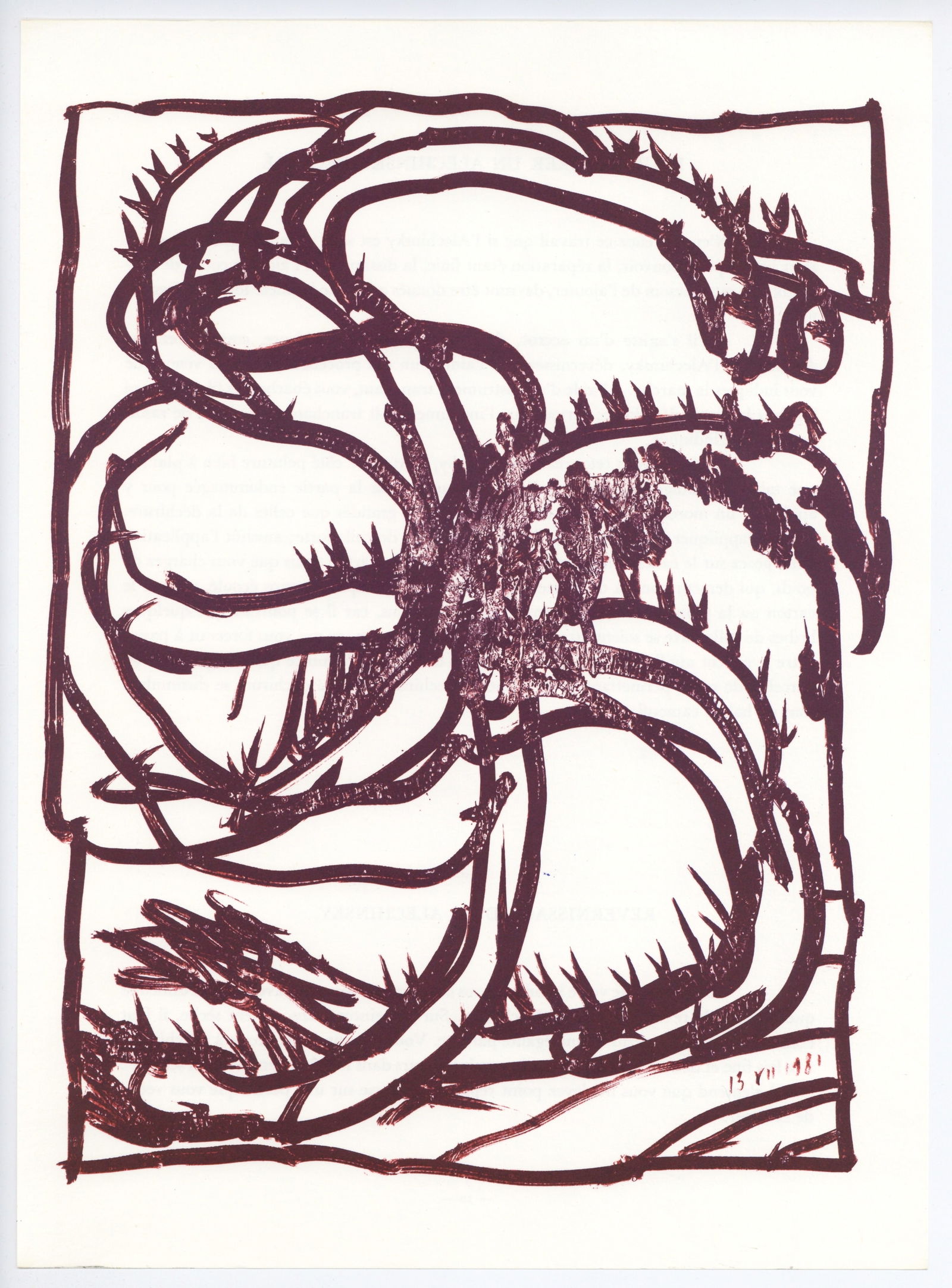 Pierre Alechinsky original lithograph, 1981: Title: Pierre Alechinsky original lithograph, 1981 Description: Medium: original lithograph. Printed in 1981 for the art revue Derriere le Miroir (issue number 247) and published in Paris by Maeght. S