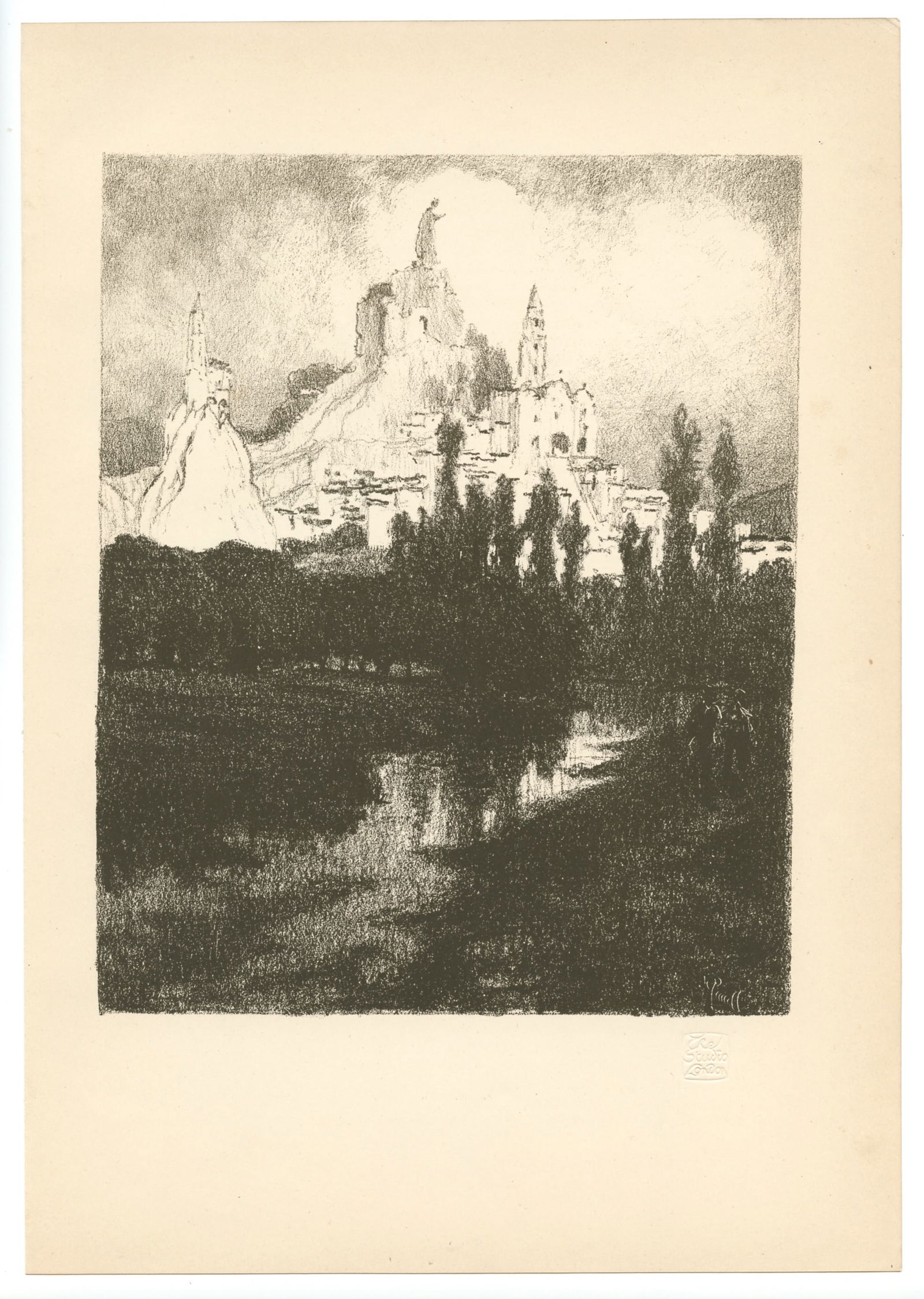 Joseph Pennell original lithograph "Le Puy": Title: Joseph Pennell original lithograph "Le Puy" Description: Medium: original lithograph. Printed in 1897 and published in London for The Studio. Sheet size: 11 x 7 3/4 inches (282 x 199 mm). This
