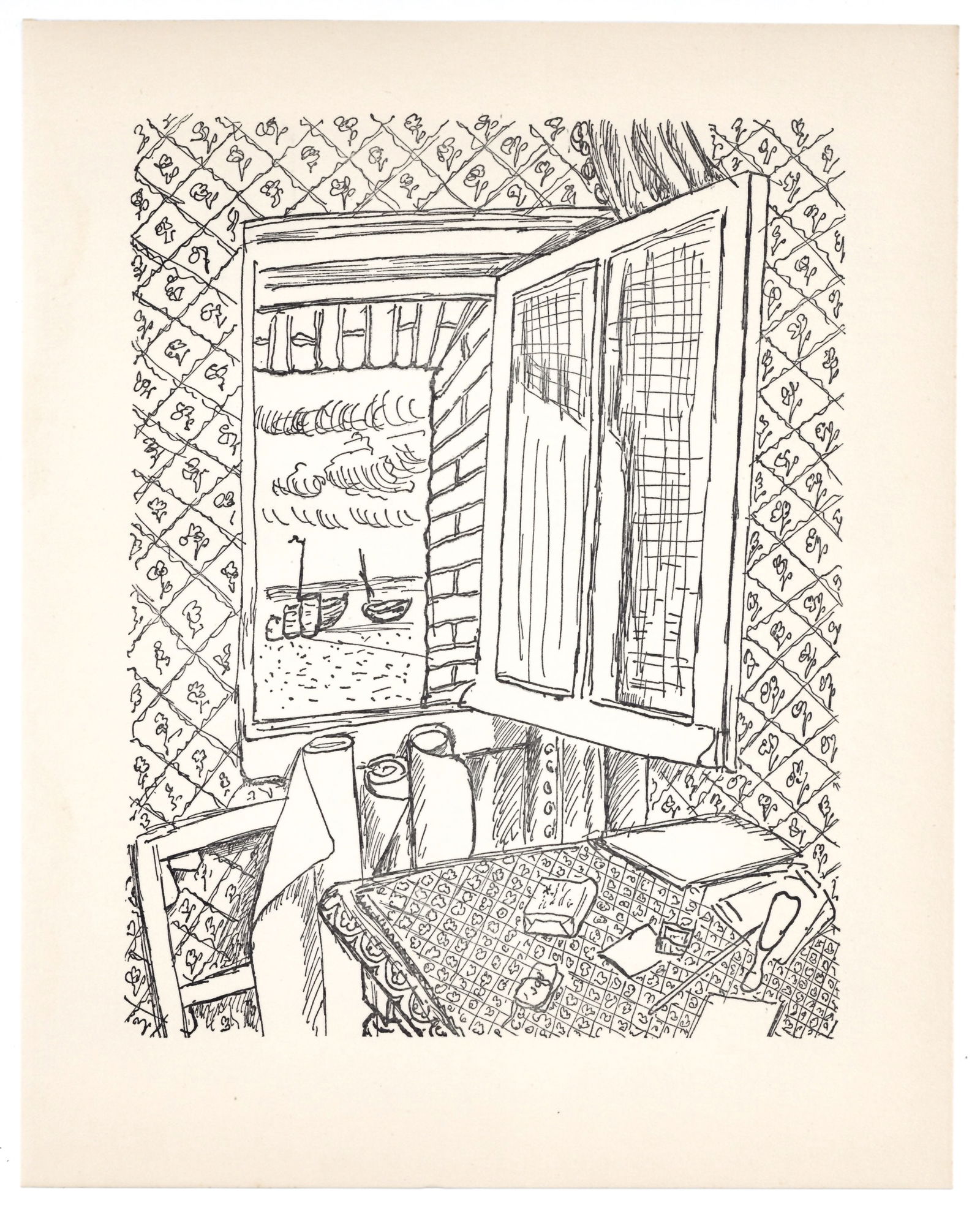 Henri Matisse (Interieur) 1929: Title: Henri Matisse (Interieur) 1929 Description: Medium: collotype (after the drawing). Printed in 1929 and published in Paris by Editions Chroniques du Jour in an edition of 650. Size: 11 x 8 3/4