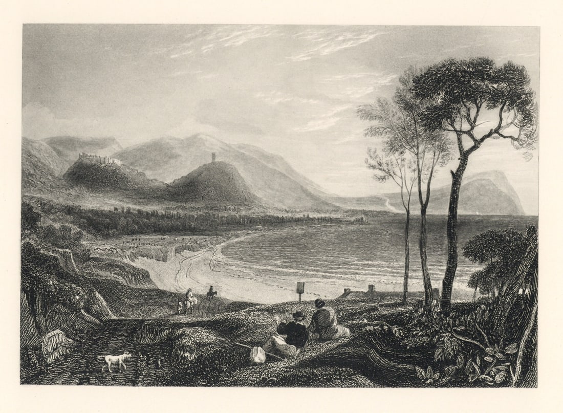 J. M. W. Turner "Dunster from Minehead" engraving: Title: J. M. W. Turner "Dunster from Minehead" engraving Description: Medium: engraving (after the painting). Printed on Holland-style wove paper, from the rare large size deluxe portfolio entitled