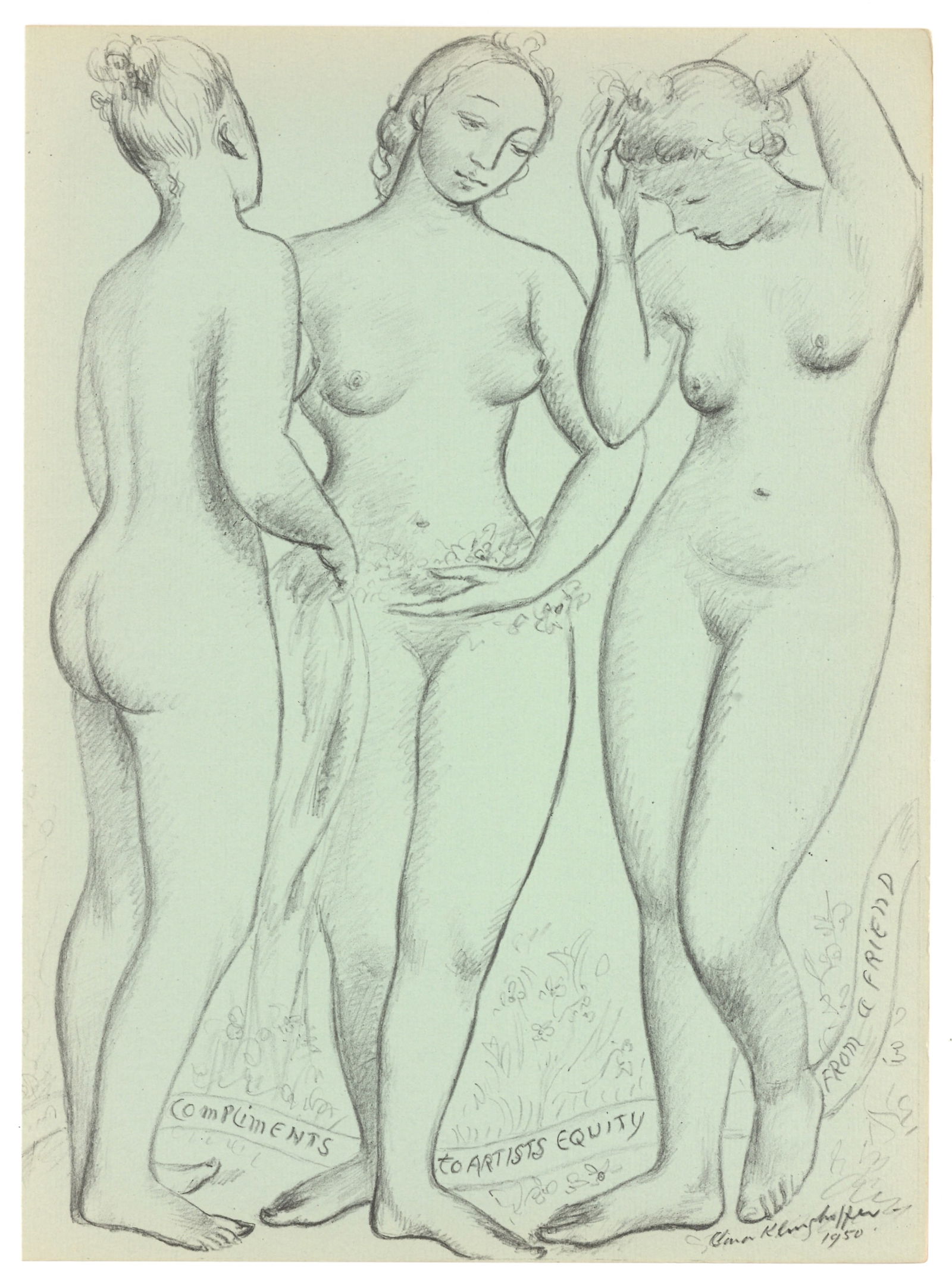 Clara Klinghoffer original lithograph: Title: Clara Klinghoffer original lithograph Description: Medium: original lithograph. This lithograph was printed in 1950 for the "Improvisations" portfolio, published by the Artists Equity