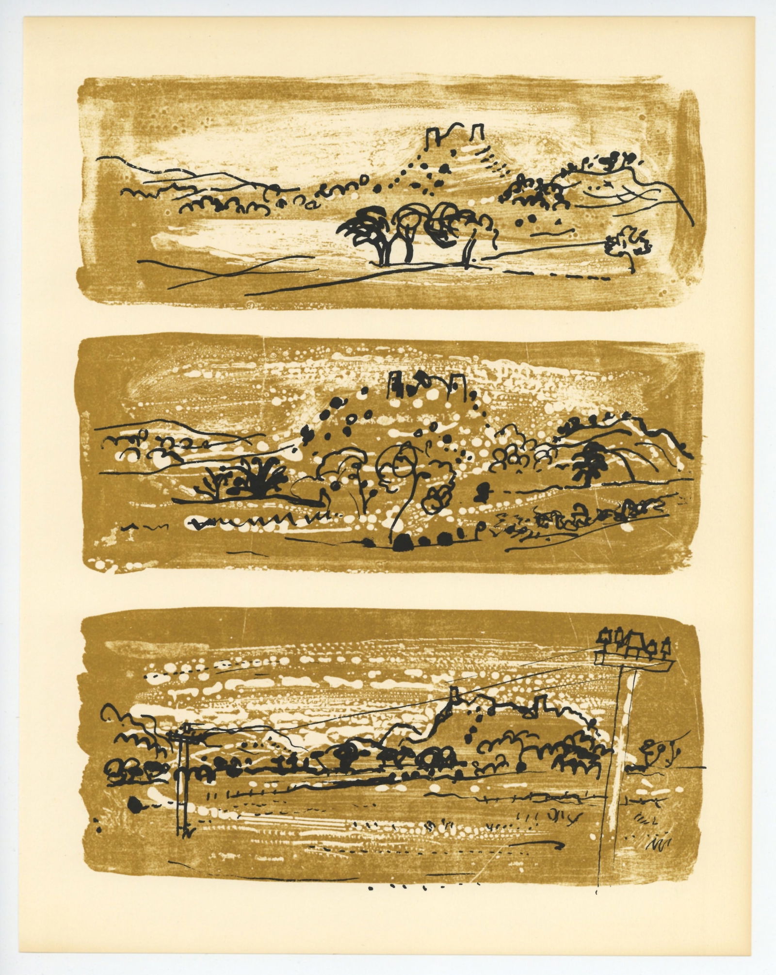 John Piper "Dryslwyn Castle" original lithograph: Title: John Piper "Dryslwyn Castle" original lithograph Description: Medium: original lithograph. Printed in 1955 and published in New York by Curt Valentin. Sheet size: 12 1/4 x 9 1/2 inches (312 x