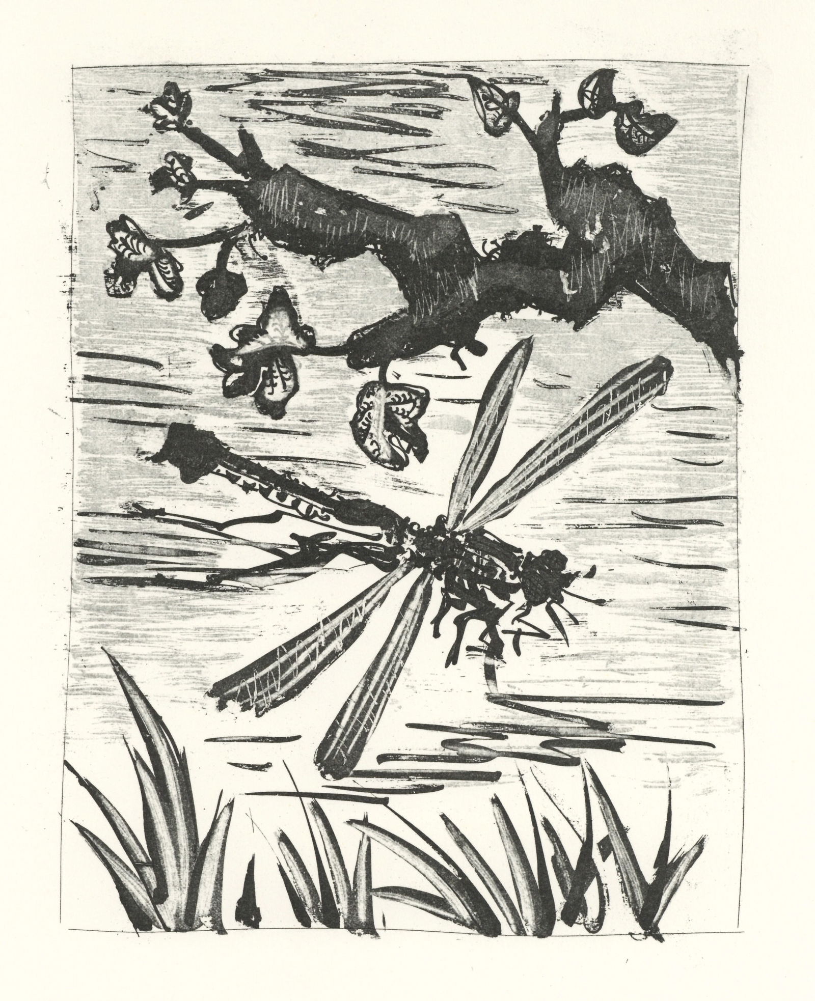 Pablo Picasso "La Libellule" The Dragonfly | Buffon: Title: Pablo Picasso "La Libellule" The Dragonfly | Buffon Description: Medium: offset lithograph (after the etching). Printed on velin bouffant paper from the Papeteries Casteljoux and published in