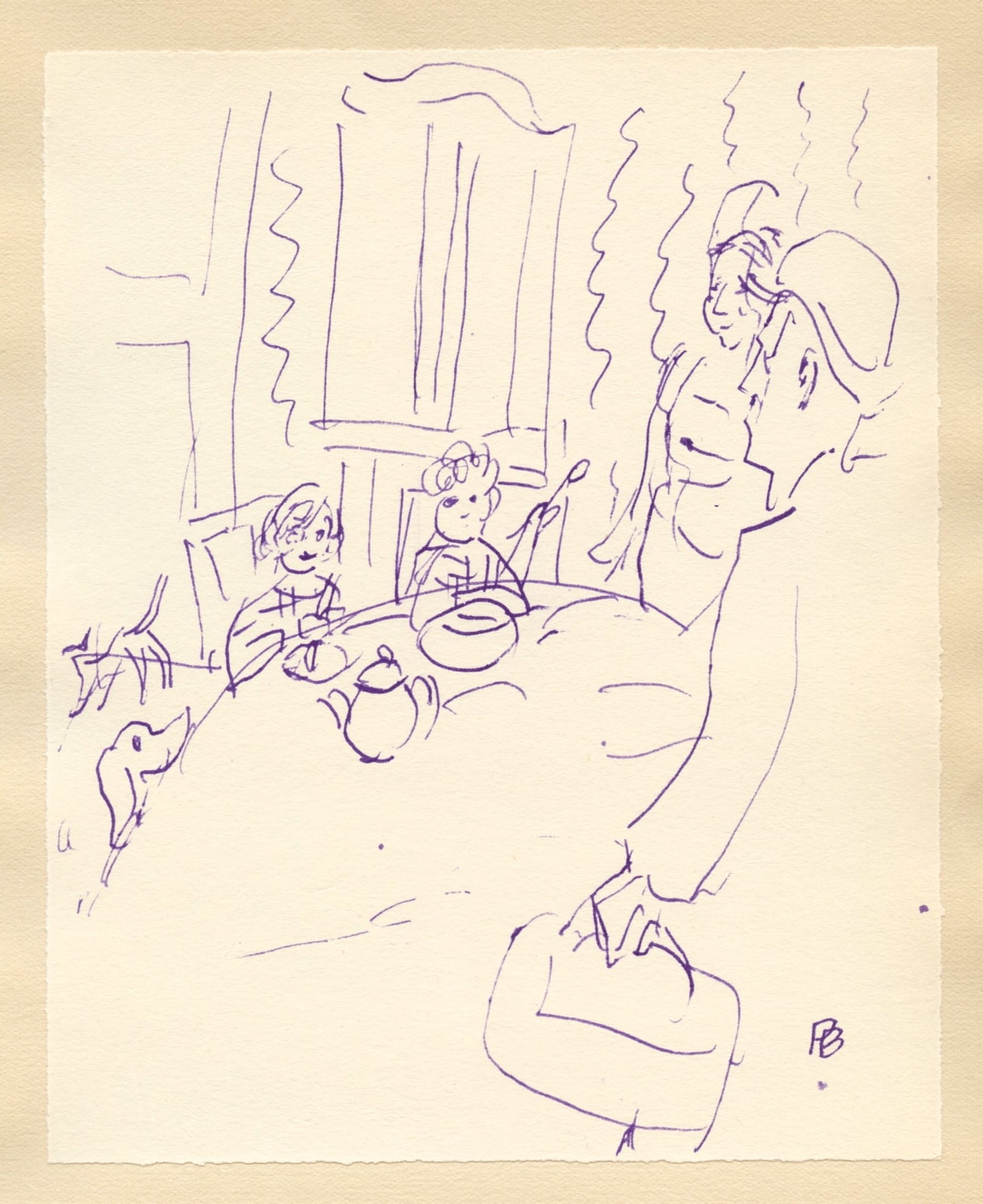 Pierre Bonnard lithograph for Correspondances, 1944: Title: Pierre Bonnard lithograph for Correspondances, 1944 Description: Medium: lithograph (after the drawing). This impression in violet ink was printed in France in 1944 for the rare