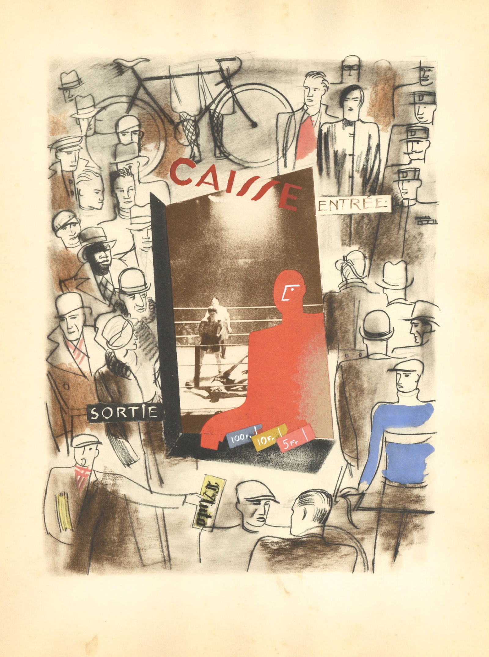 Milivoj Uzelac pochoir "Le Spectacle Sportif" Les Joies du Sport: Title: Milivoj Uzelac pochoir "Le Spectacle Sportif" Les Joies du Sport Description: Medium: pochoir. Printed in Paris in 1932 on Velin du Marais paper at the atelier of Daniel Jacomet for the Les