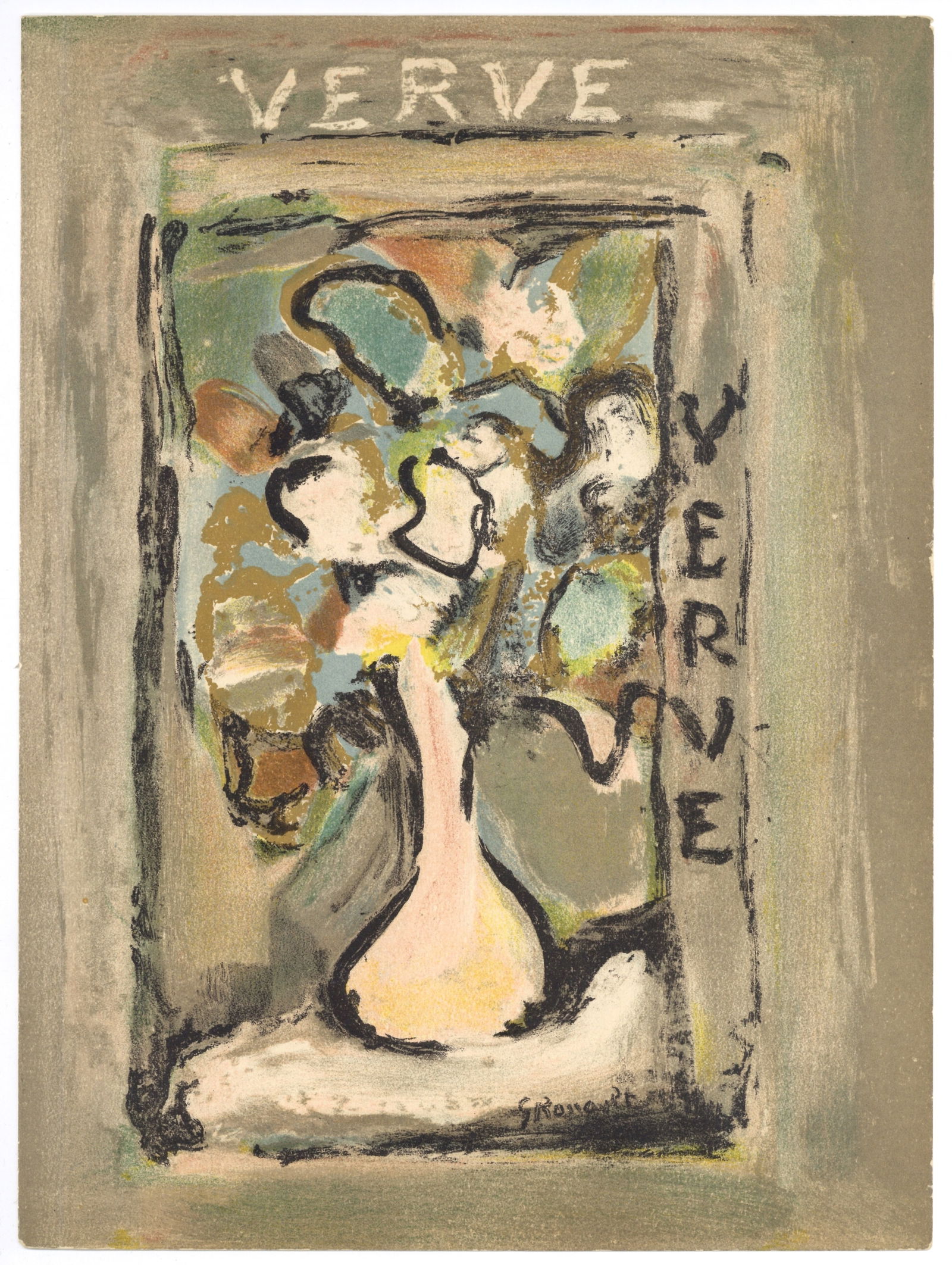 Georges Rouault lithograph for Verve: Title: Georges Rouault lithograph for Verve Description: Medium: lithograph. Printed in 1939 at the Mourlot atelier for the front cover of the art revue Verve (Volume 1, Number 4) and published in Par