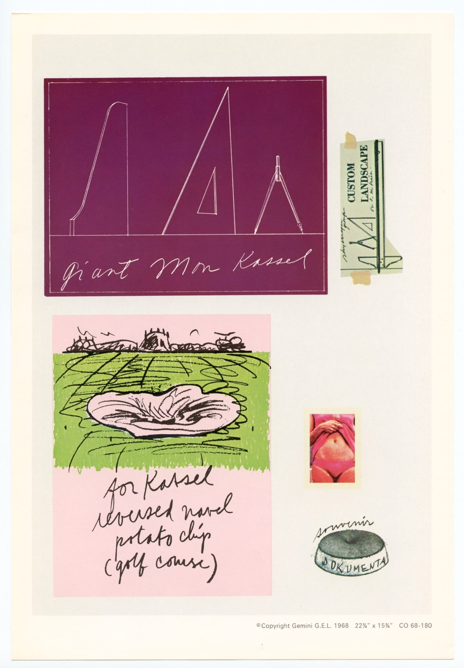 Claes Oldenburg "Notes" 1968: Title: Claes Oldenburg "Notes" 1968 Description: Medium: offset print (after Oldenburg). This smaller-size promotional copy was printed on semi-glossy paper in 1968 and issued by Gemini G.E.L. of Los