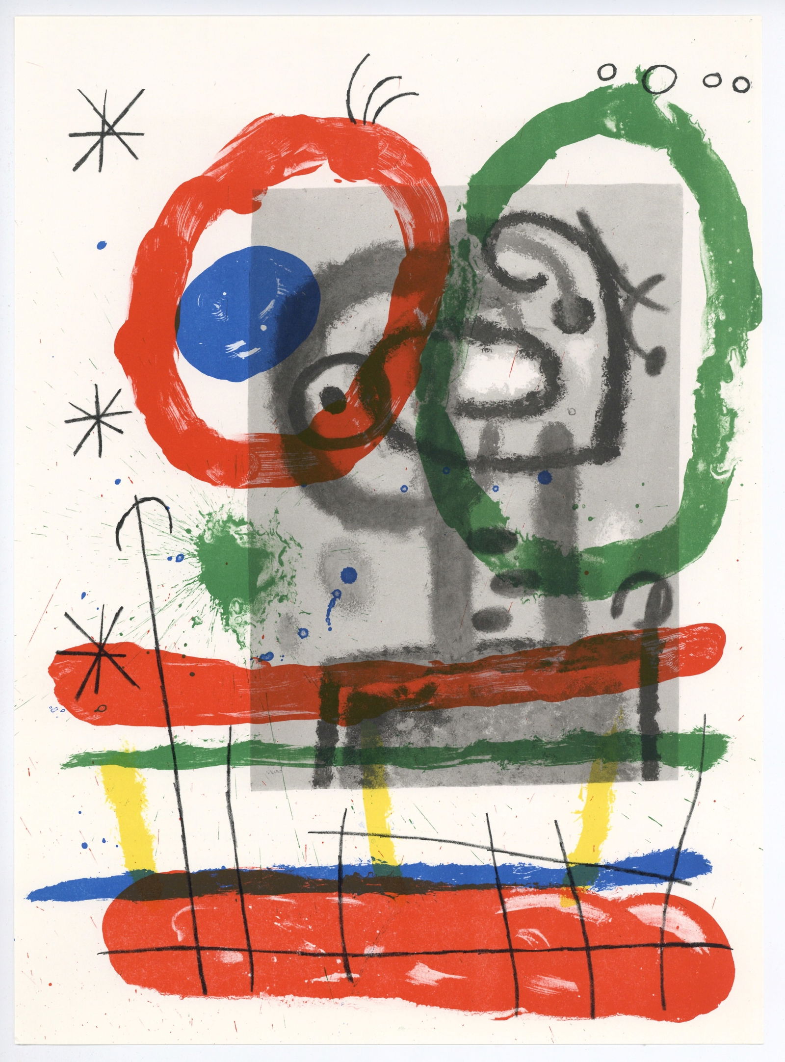 Joan Miro original lithograph, 1965: Title: Joan Miro original lithograph, 1965 Description: Medium: original lithograph. Printed in 1965 for the art revue Derriere le Miroir (issue number 151-152) and published in Paris by Maeght.