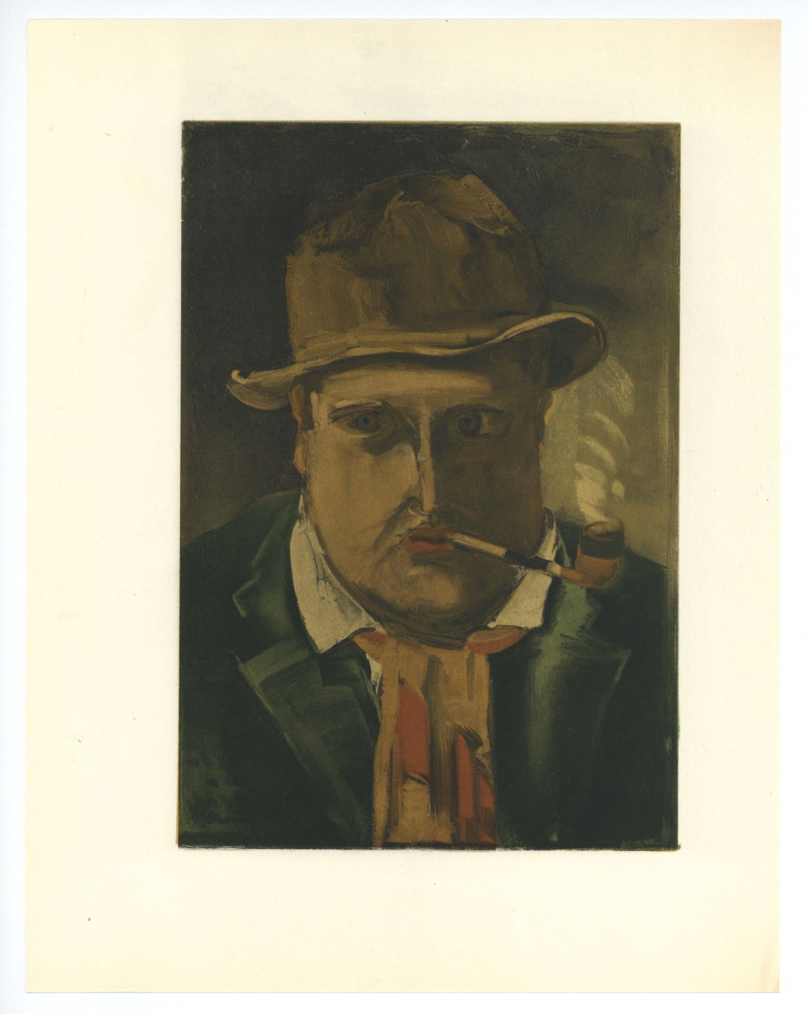Maurice de Vlaminck lithograph "Self Portrait": Title: Maurice de Vlaminck lithograph "Self Portrait" Description: Medium: lithograph. This lithograph (after the Vlaminck painting) was printed in Paris in 1958 by the Mourlot atelier, and published