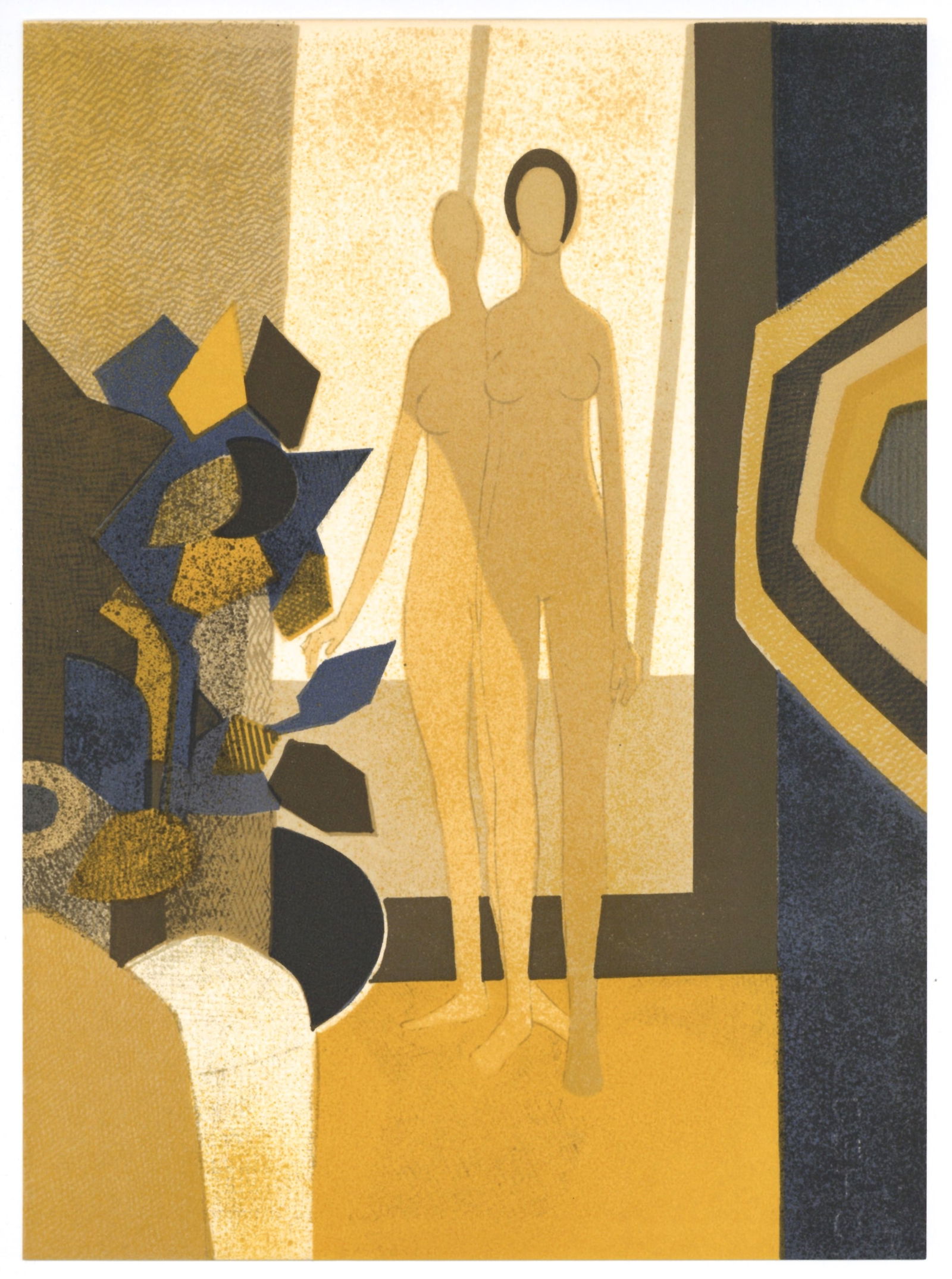 Andre Minaux original lithograph "Contre-Jour": Title: Andre Minaux original lithograph "Contre-Jour" Description: Medium: original lithograph. Printed on Arches paper in 1974 at the Mourlot Freres atelier. Size: 12 1/2 x 9 1/4 inches (318 x 235 mm