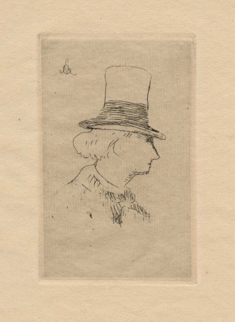 Edouard Manet original etching "Baudelaire de profil en chapeau": Title: Edouard Manet original etching "Baudelaire de profil en chapeau" Description: Medium: original etching. Catalogue reference: Harris 59. This etching was executed by Manet in 1862, but only a