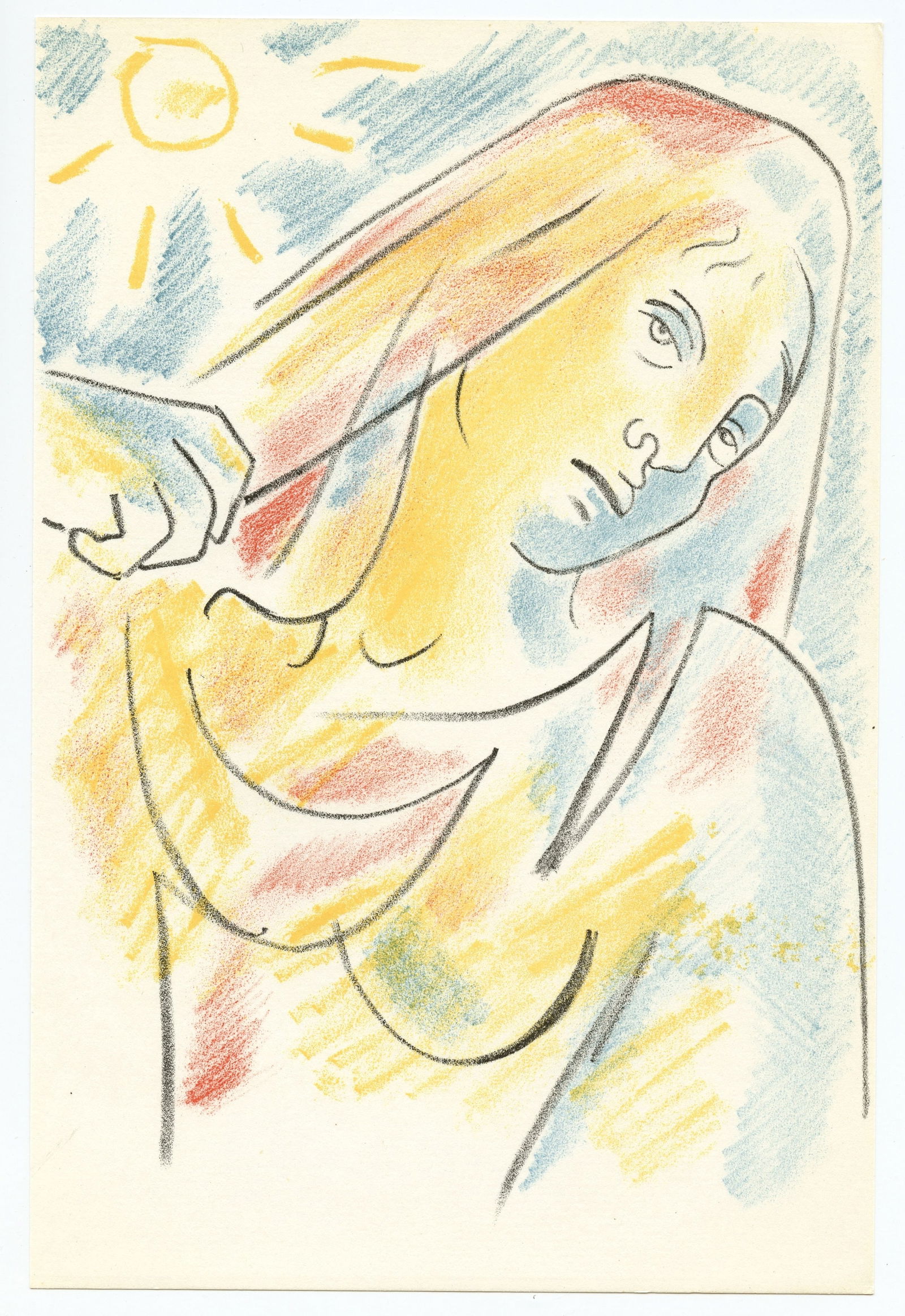 Jean Cocteau original lithograph | Antigone: Title: Jean Cocteau original lithograph | Antigone Description: Medium: original lithograph. Printed in Paris in 1957 at the Mourlot Freres atelier. Size: 8 3/4 x 6 inches (225 x 150 mm). Artist, nove