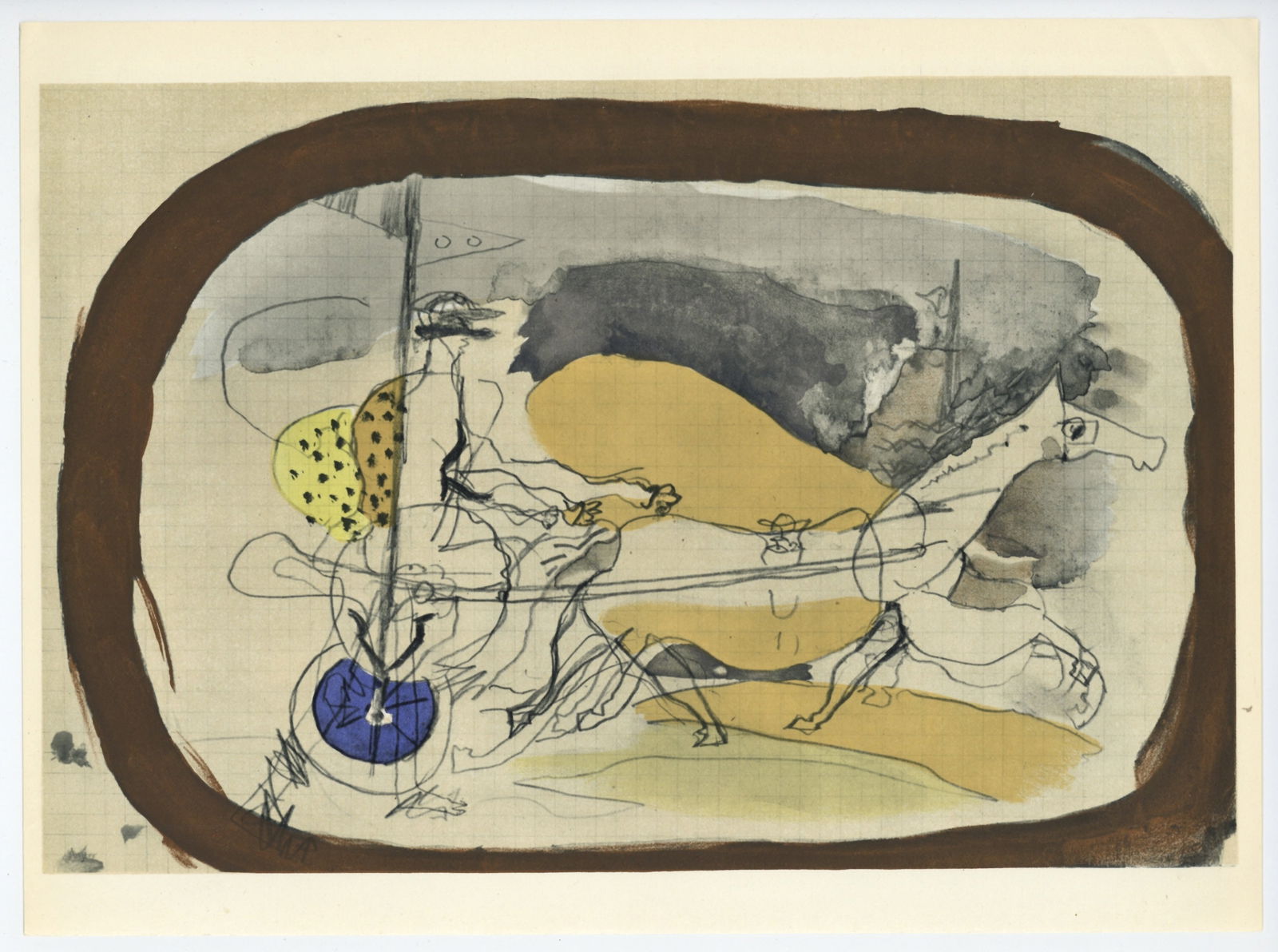 Georges Braque "Carnet Intimes" 1955: Title: Georges Braque "Carnet Intimes" 1955 Description: Medium: offset lithograph (after the watercolor sketch). Printed in 1955 by Draeger Freres, this composition is from George Braque's Intimate