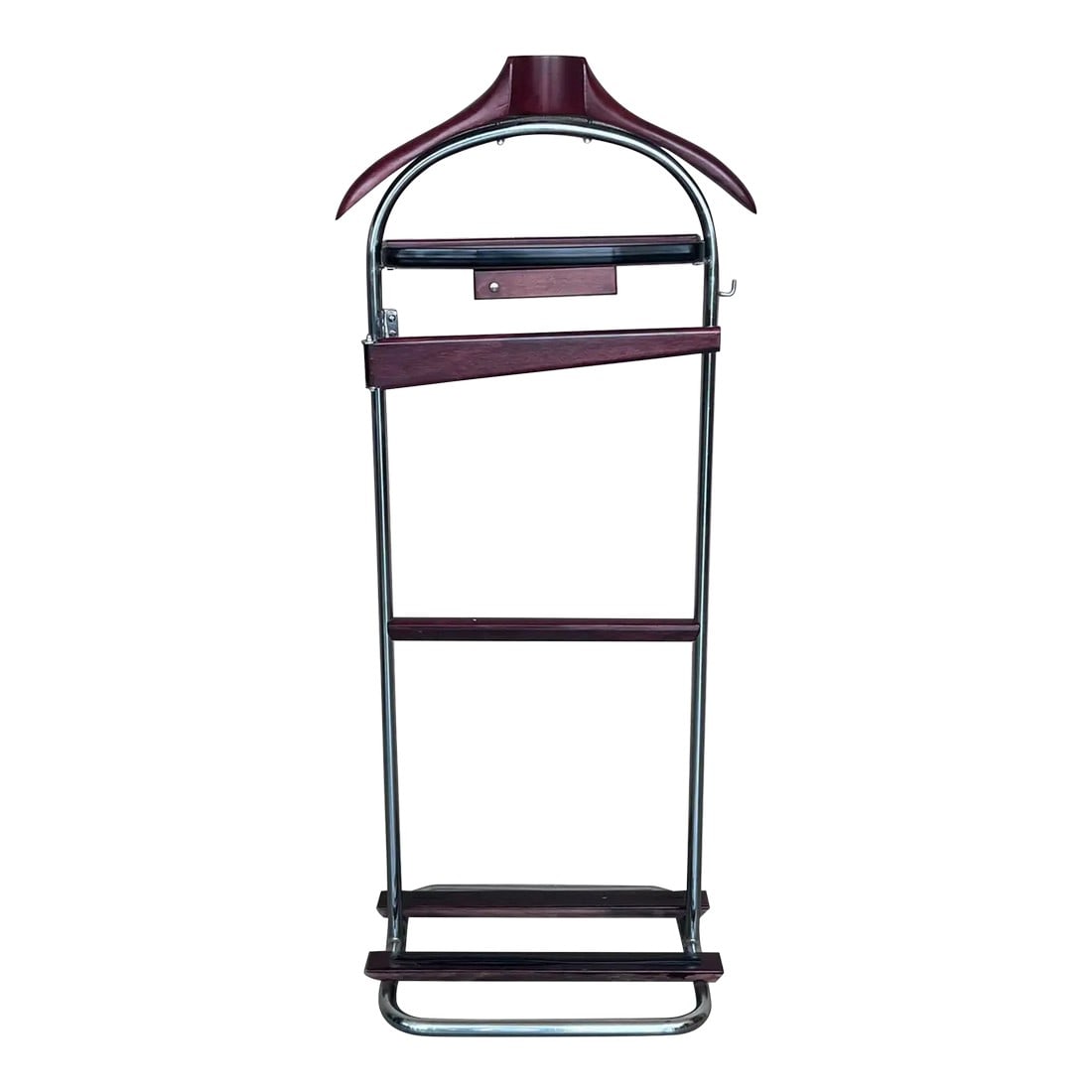 Ico Parisi Style Beechwood and Brass Suit Rack or Vallet: Ultra-rare mid-century beech wood and brass suit rack valet. This marvellous item was designed and produced during the 1960s in Italy. This extremely rare hanger is made of beech wood with black