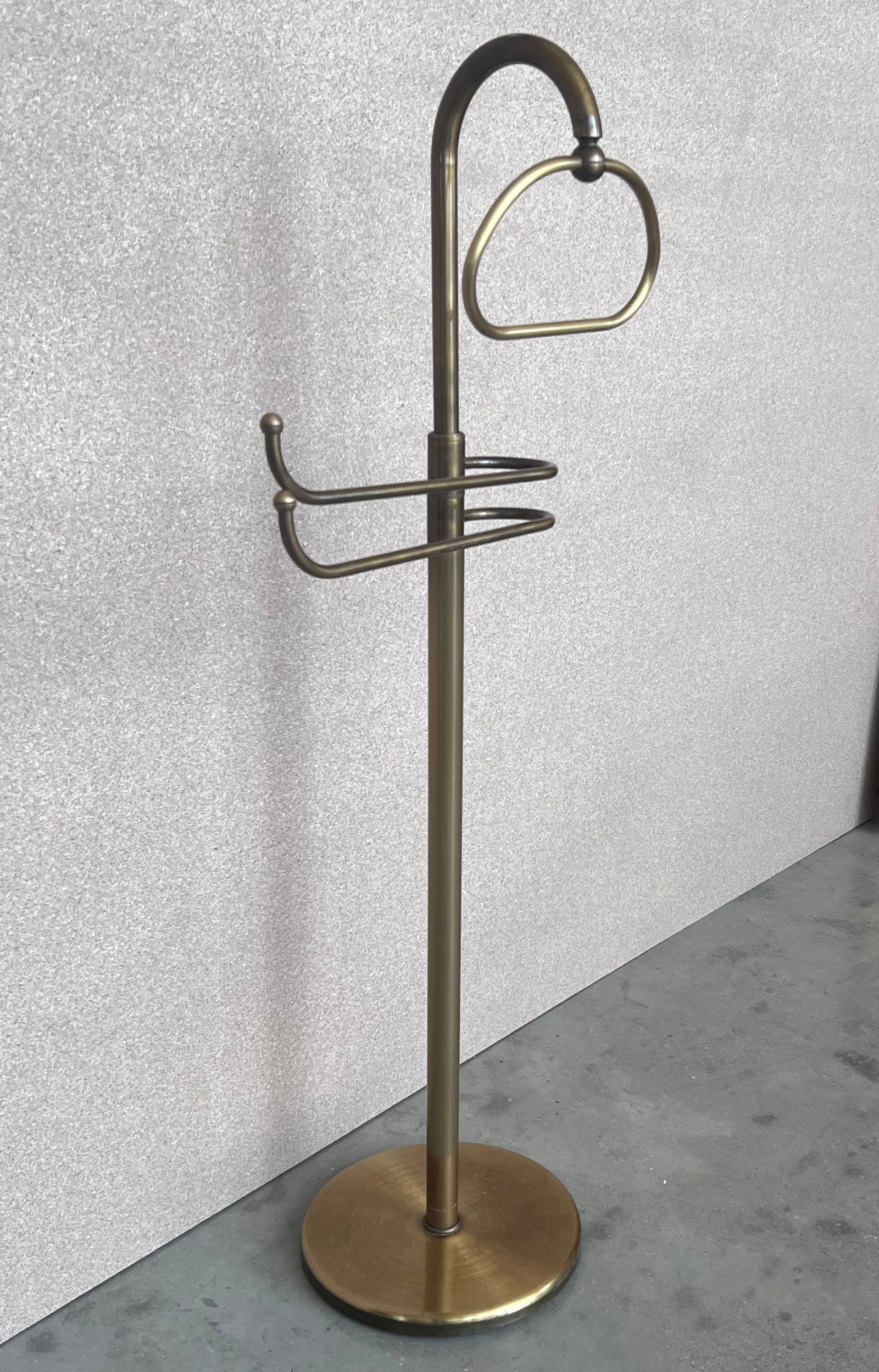 French Art Deco Gentleman's Floor Standing Brass Suit Hanger or Dumb Valet - 2