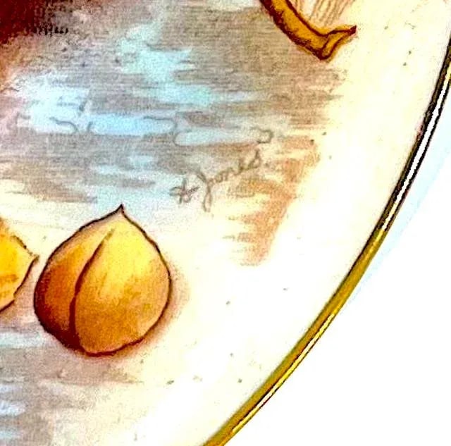 Aynsley Orchard Fruit Gold Tea Cups & Saucers - Hand-Painted - Set of Six Pairs (12 Total) - 10