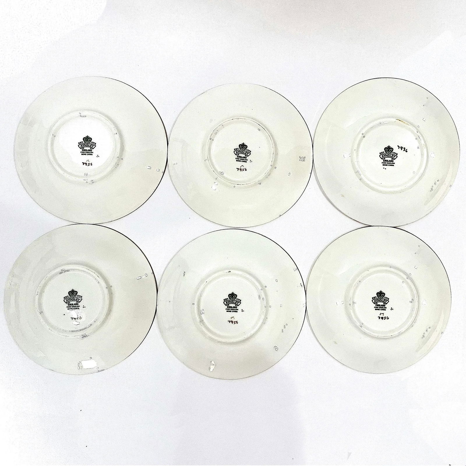 Aynsley Orchard Fruit Gold Tea Cups & Saucers - Hand-Painted - Set of Six Pairs (12 Total) - 12