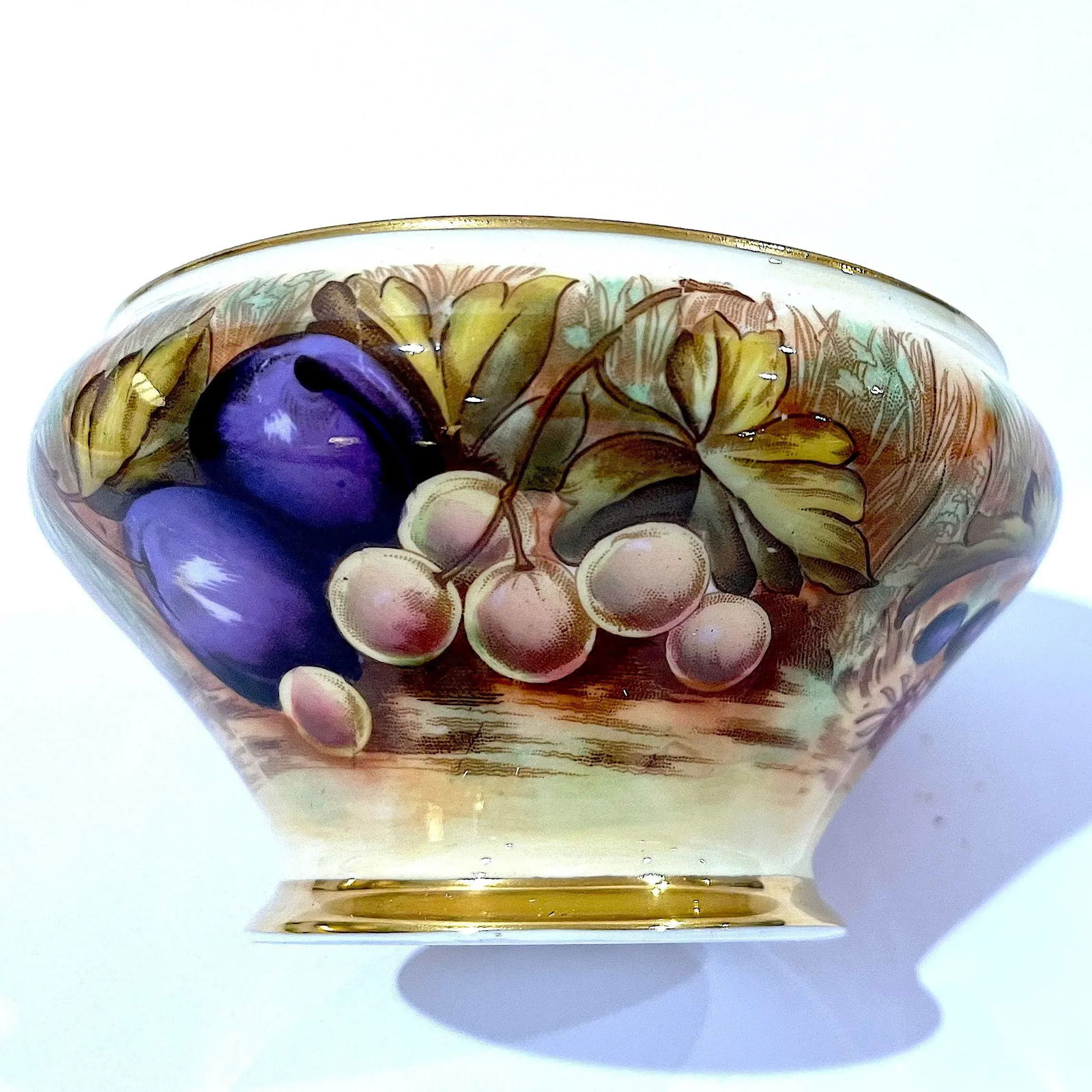 Aynsley Orchard Fruit Gold Open Sugar & Creamer Pitcher - Hand-Painted - Pair - 10