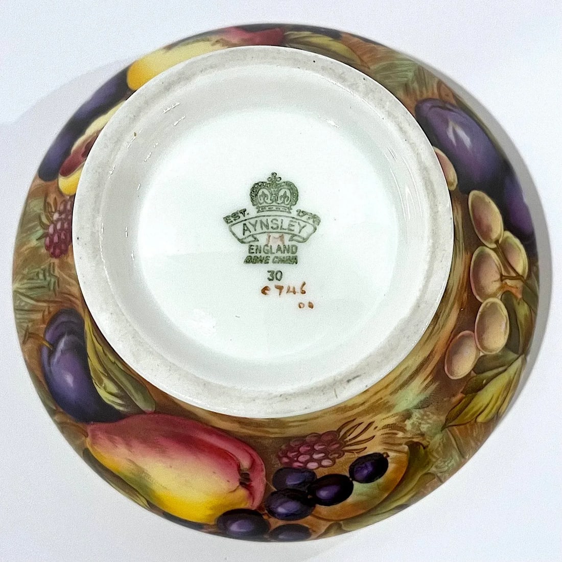 Aynsley Orchard Fruit Gold Open Sugar & Creamer Pitcher - Hand-Painted - Pair - 12