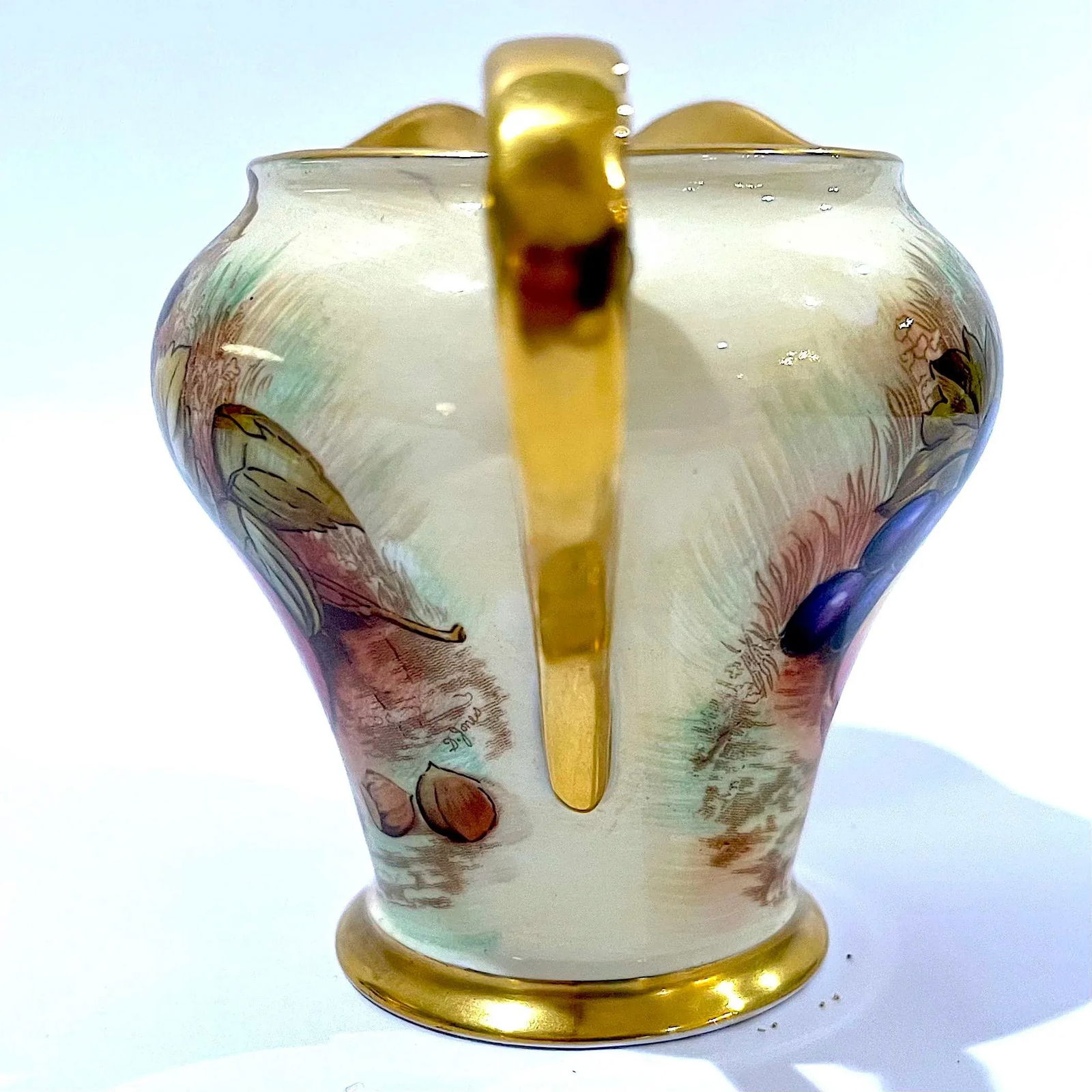 Aynsley Orchard Fruit Gold Open Sugar & Creamer Pitcher - Hand-Painted - Pair - 5