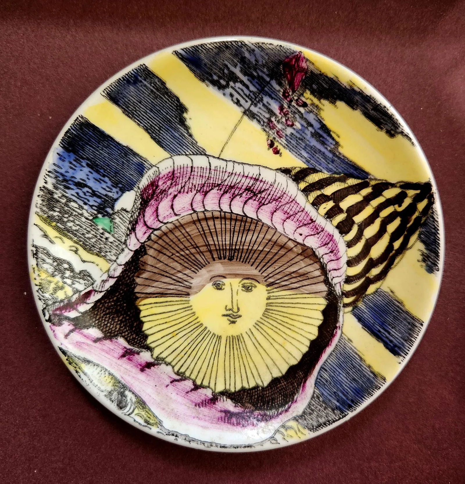 Piero Fornasetti Framed Set of Coasters, "12 Mesi, 12 Soli" Design. - 12
