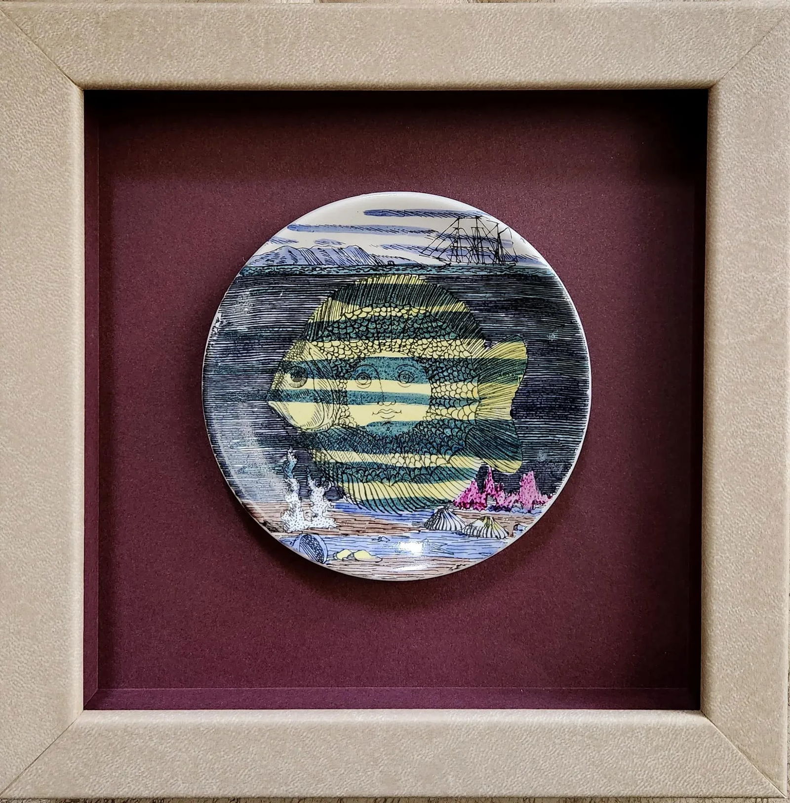 Piero Fornasetti Framed Set of Coasters, "12 Mesi, 12 Soli" Design. - 8