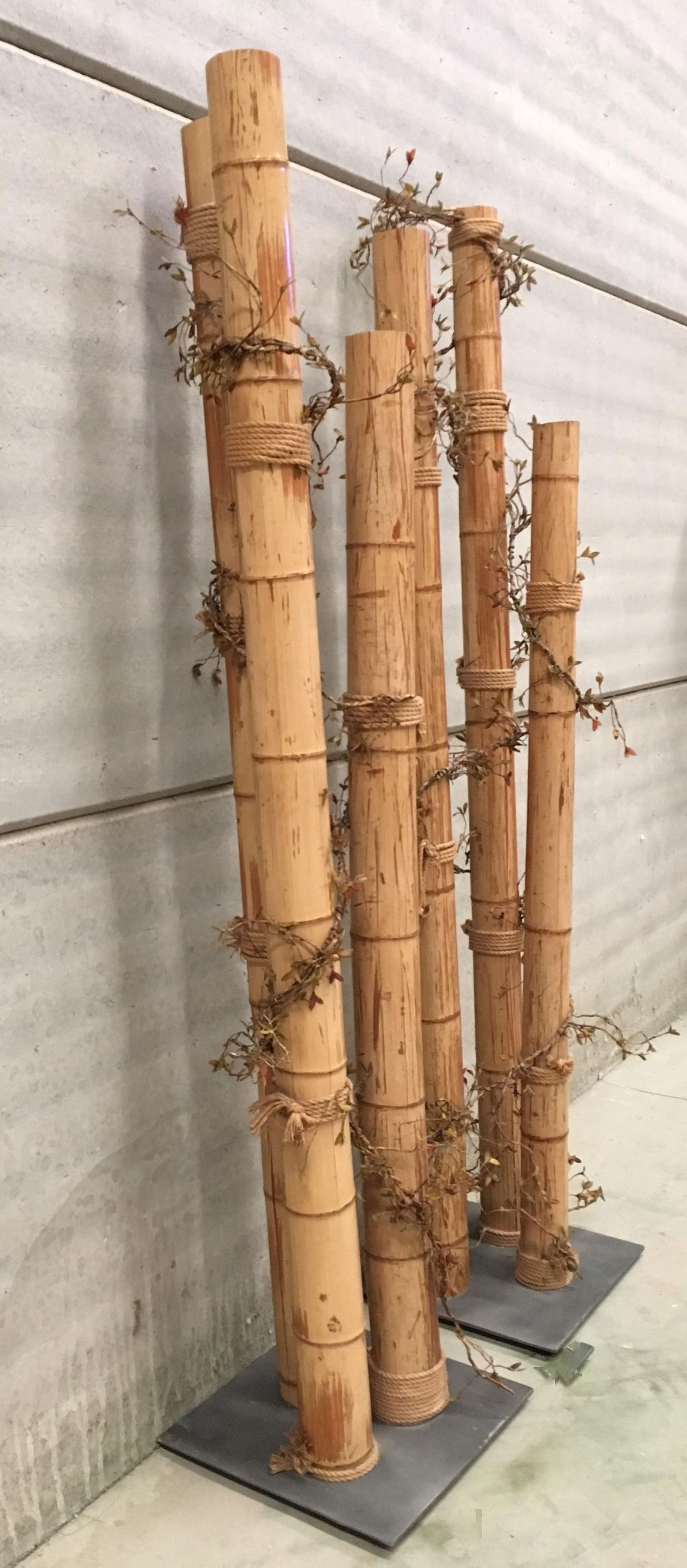 Pair of 20th Century Asian Decorated Columns With Vines, Leaves - 2