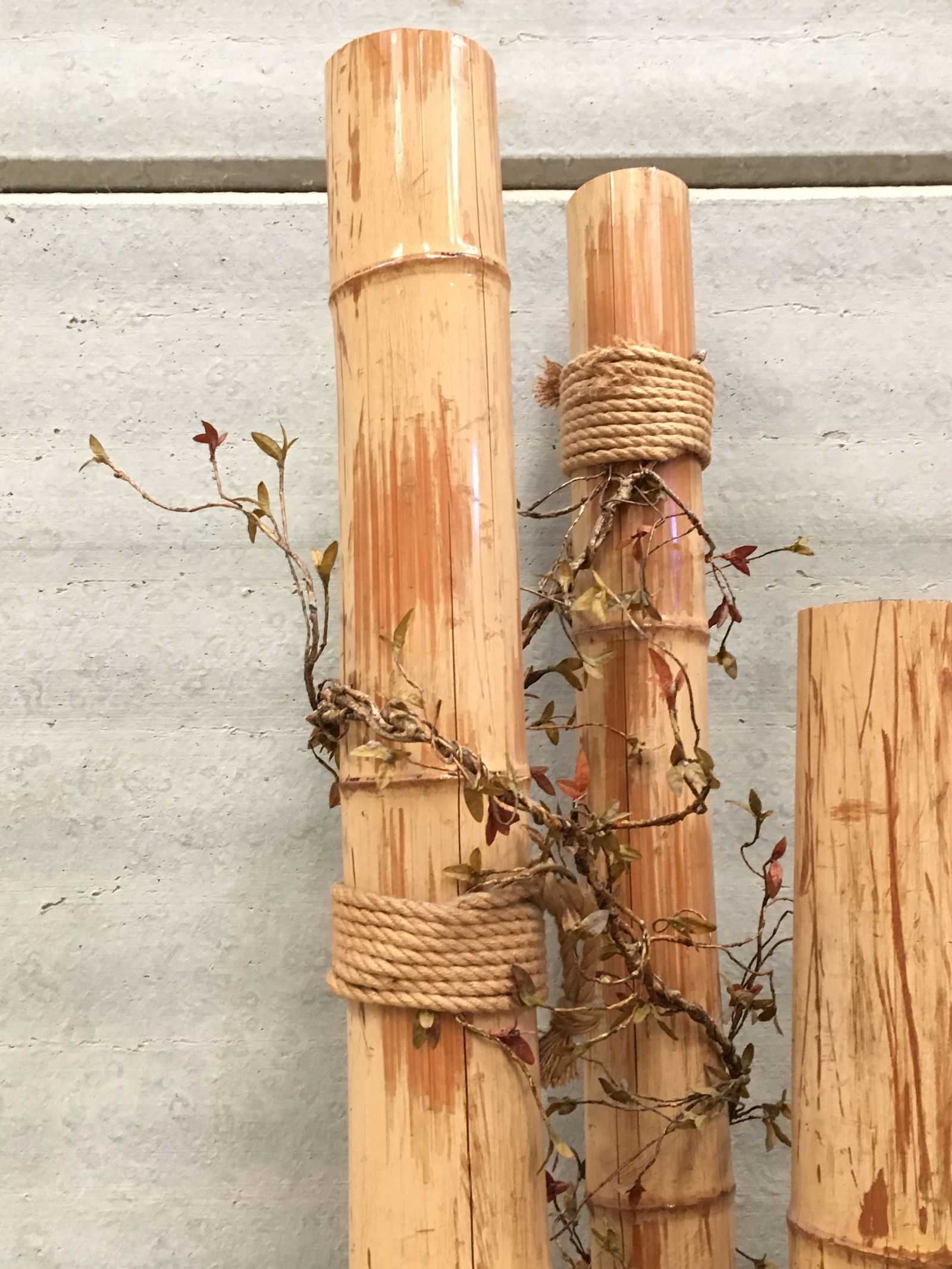 Pair of 20th Century Asian Decorated Columns With Vines, Leaves - 9