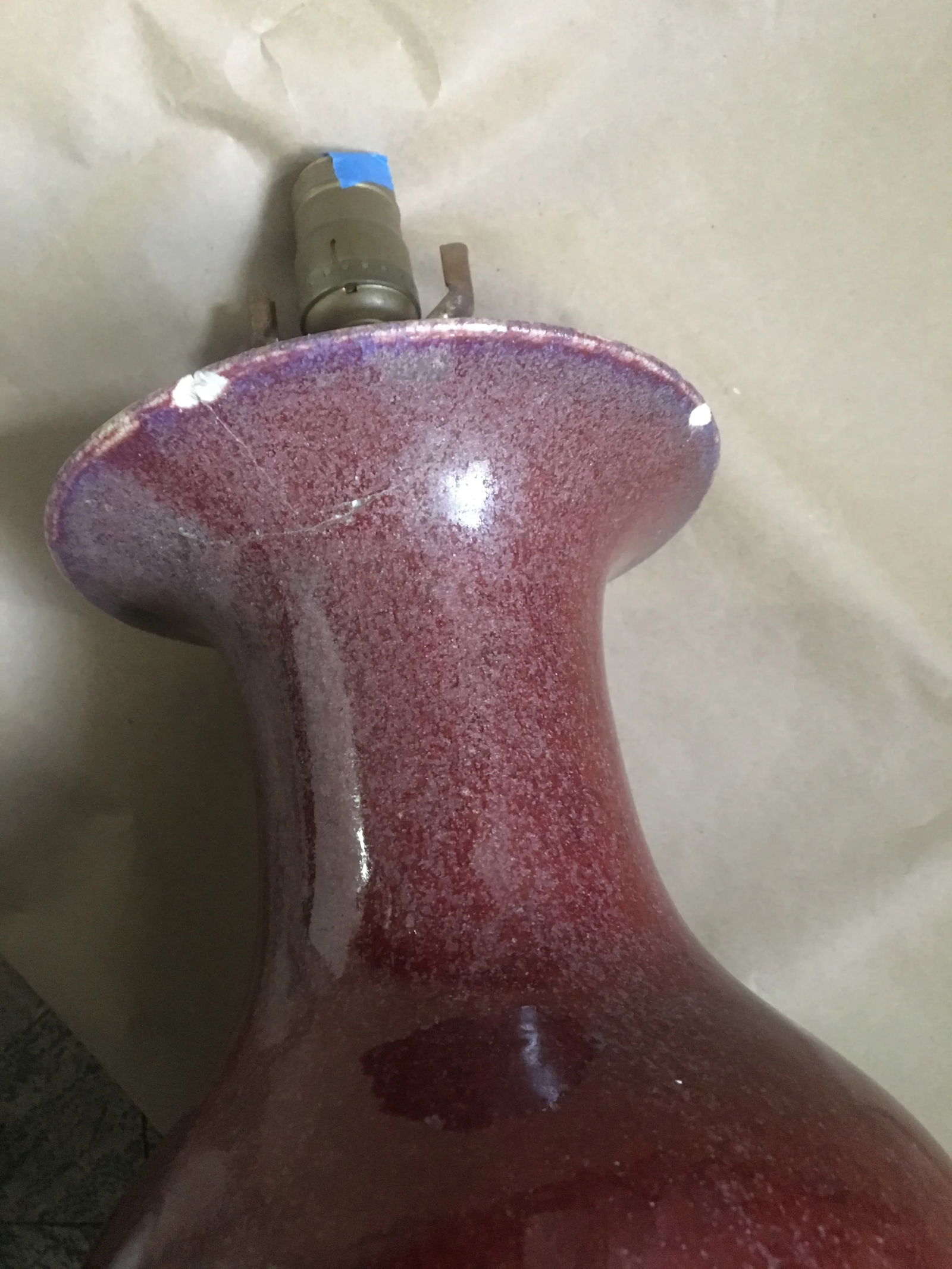 Vintage Oxblood Vase Lamp - 6