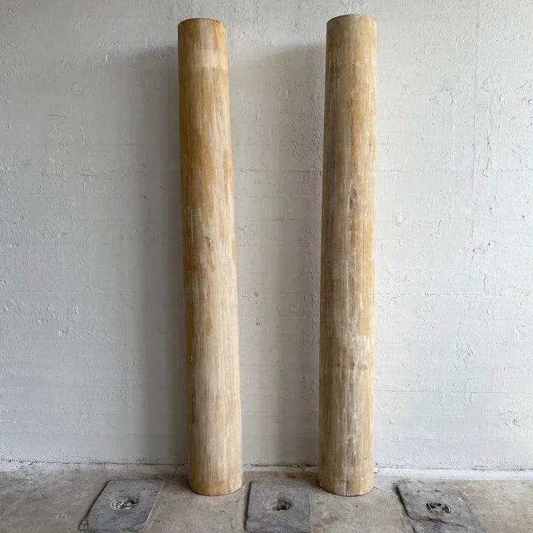 1960s Rustic Poplar Architectural Columns - a Pair - 2