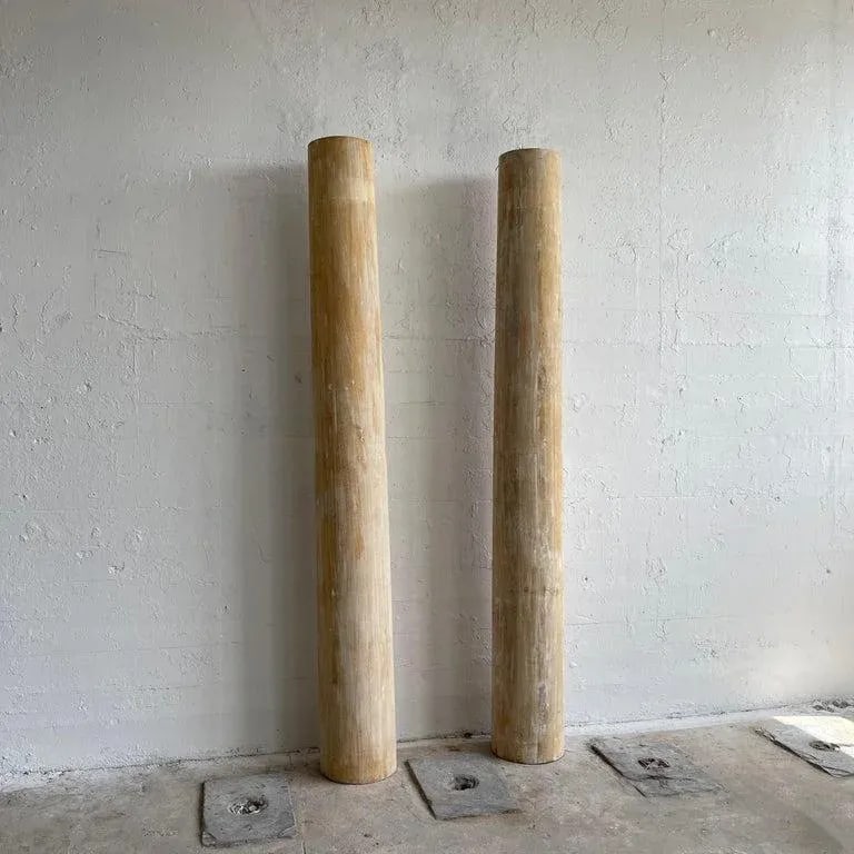 1960s Rustic Poplar Architectural Columns - a Pair - 3